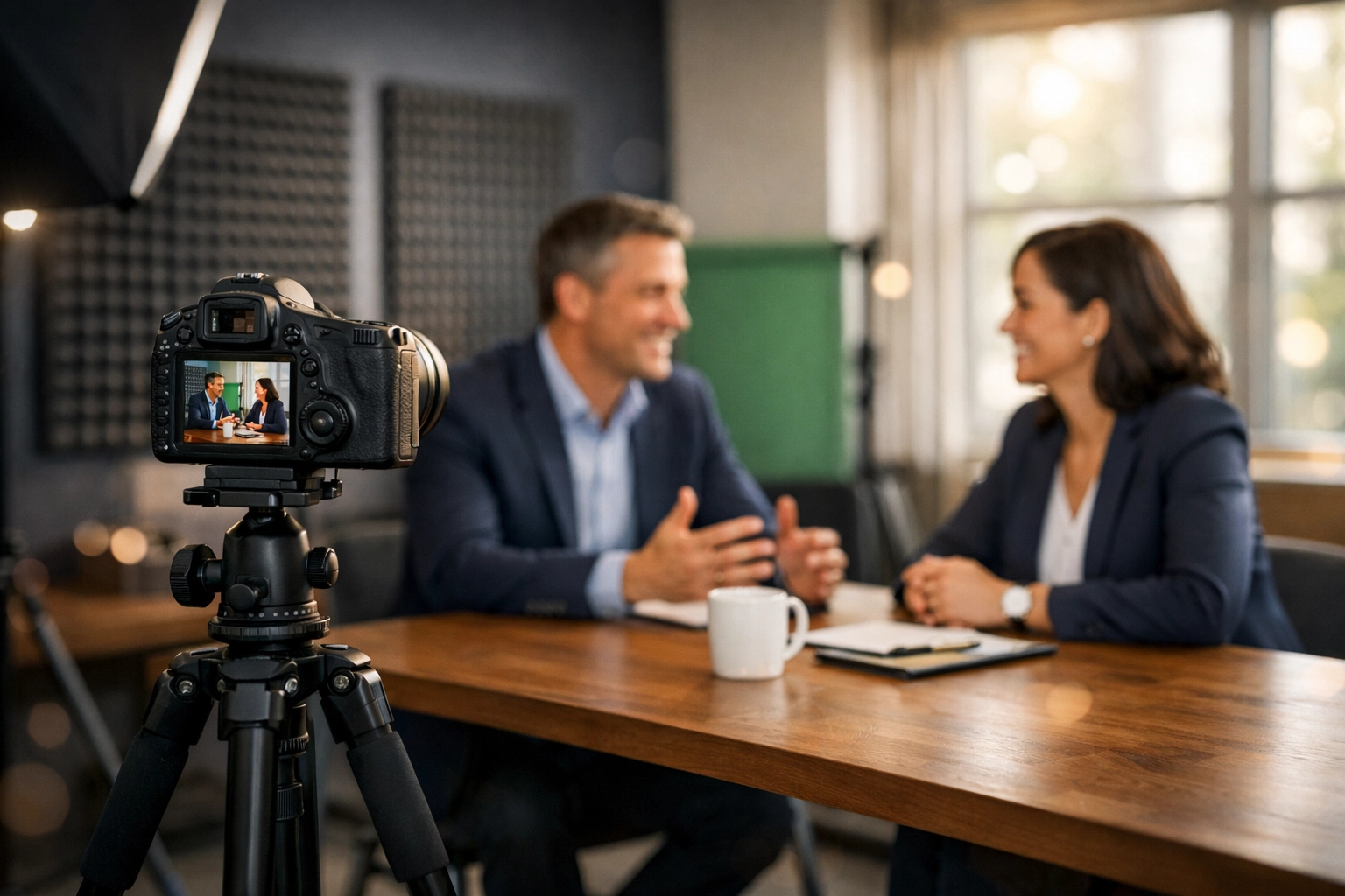 Professional video content creation studio at Michigan marketing company