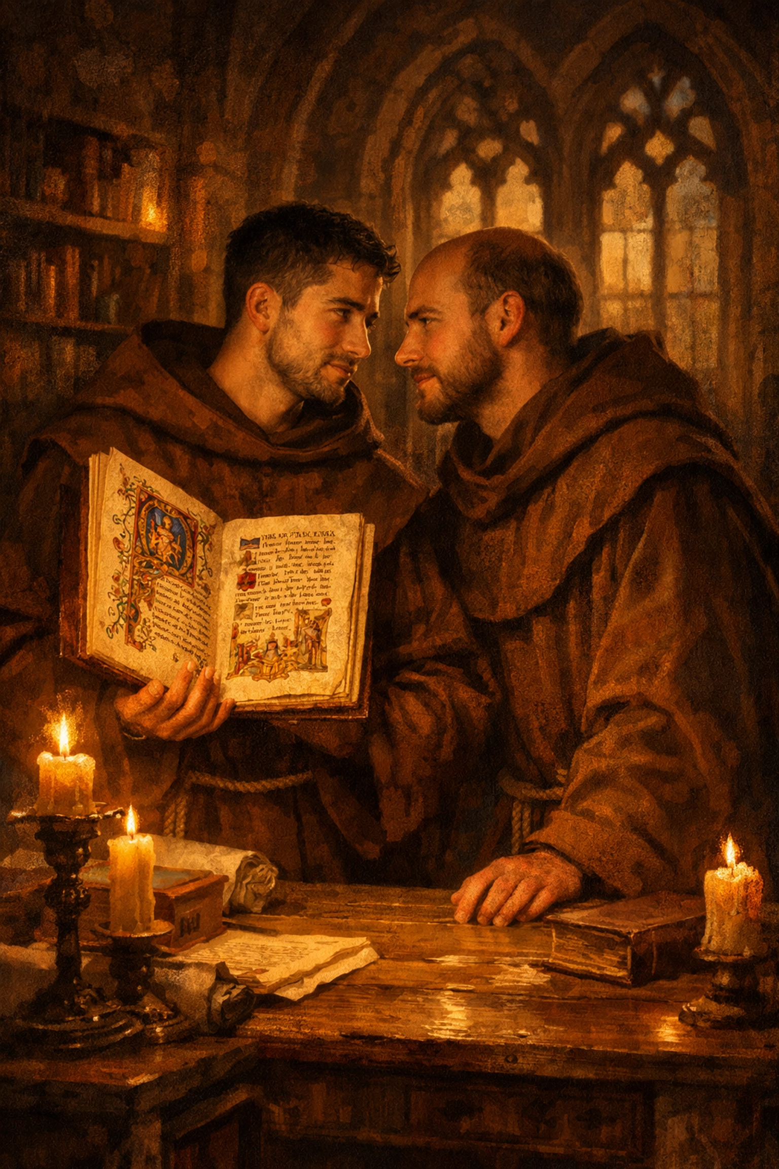 Medieval monks share forbidden romance in Swiss monastery scriptorium