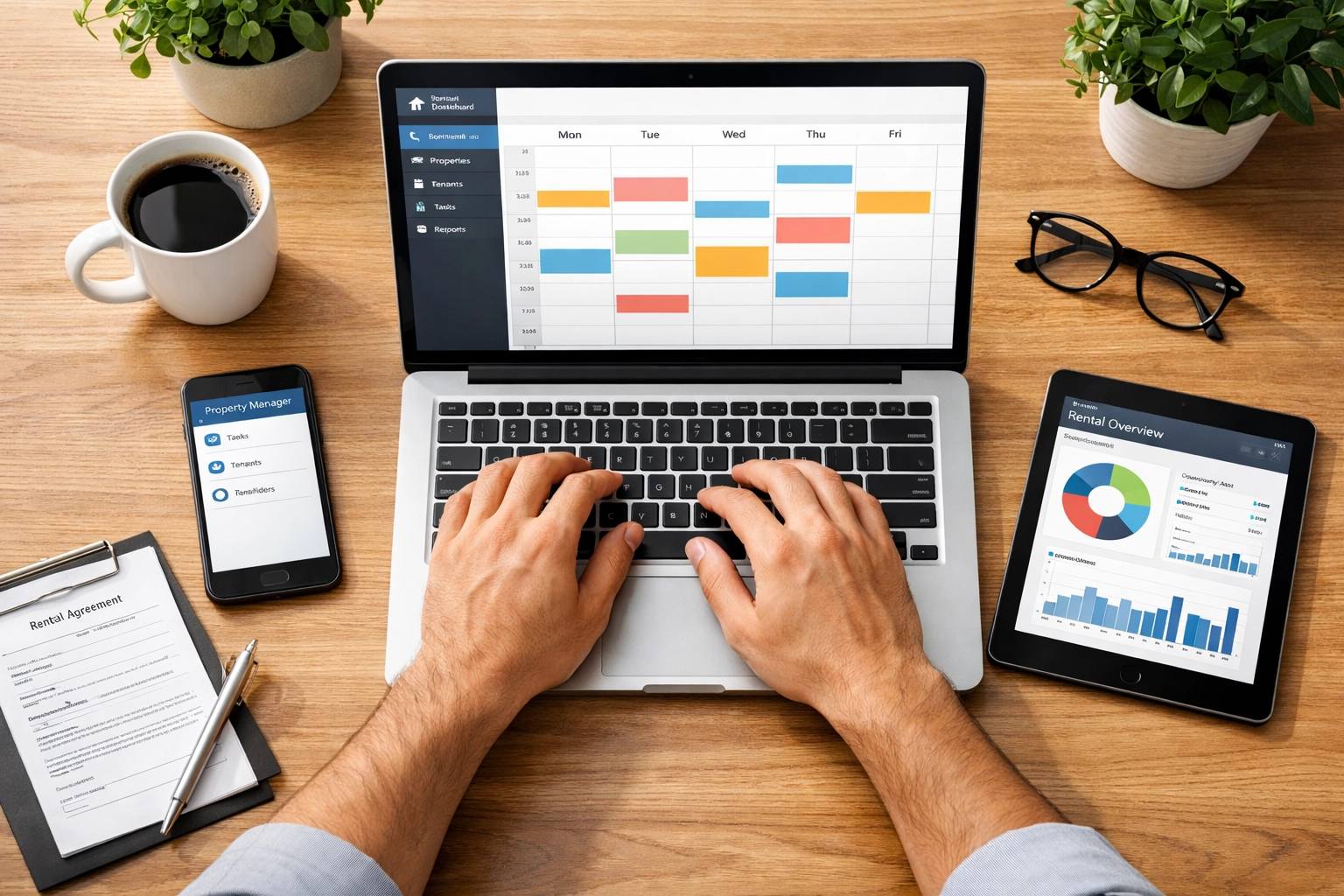 Property manager using scheduling software to coordinate apartment turnover tasks