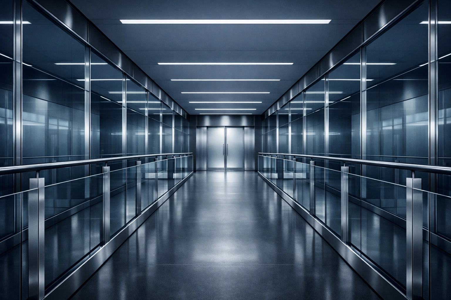 Modern office corridor representing the structured foundation of a business line of credit for cash flow.