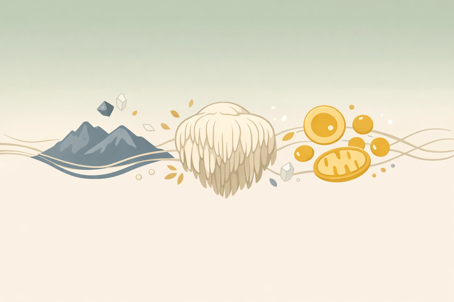 NAD+, Lion's Mane, and Shilajit ingredients working together in synergistic blend