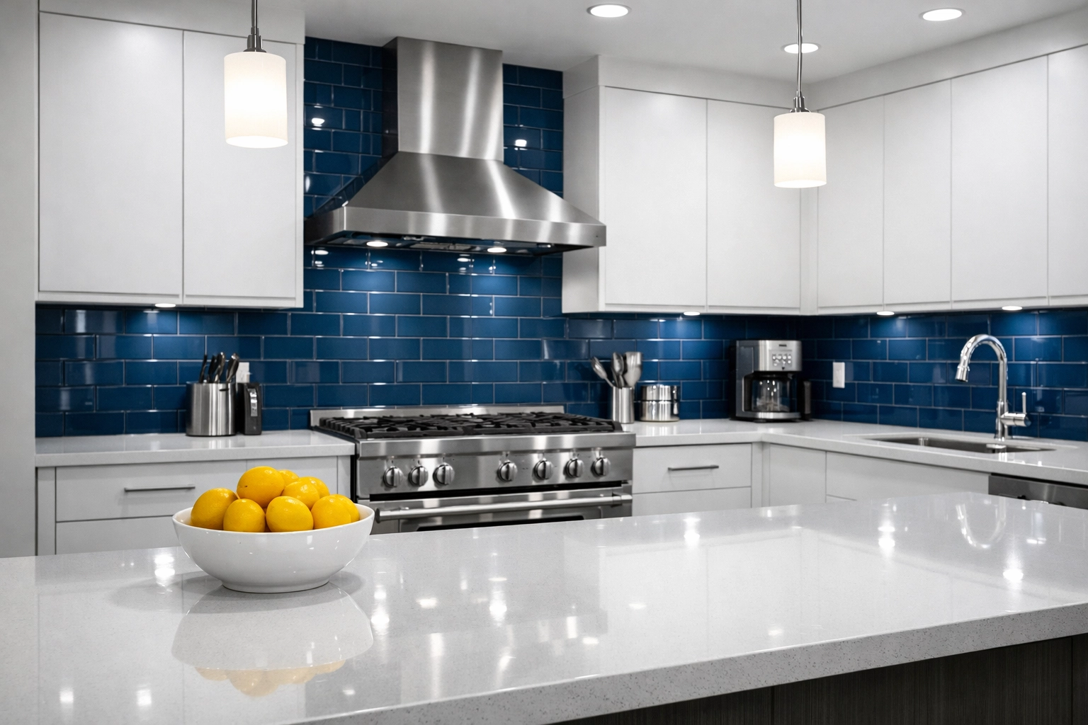 Sanitized modern kitchen with gleaming countertops from move-in move-out house cleaning services MA.
