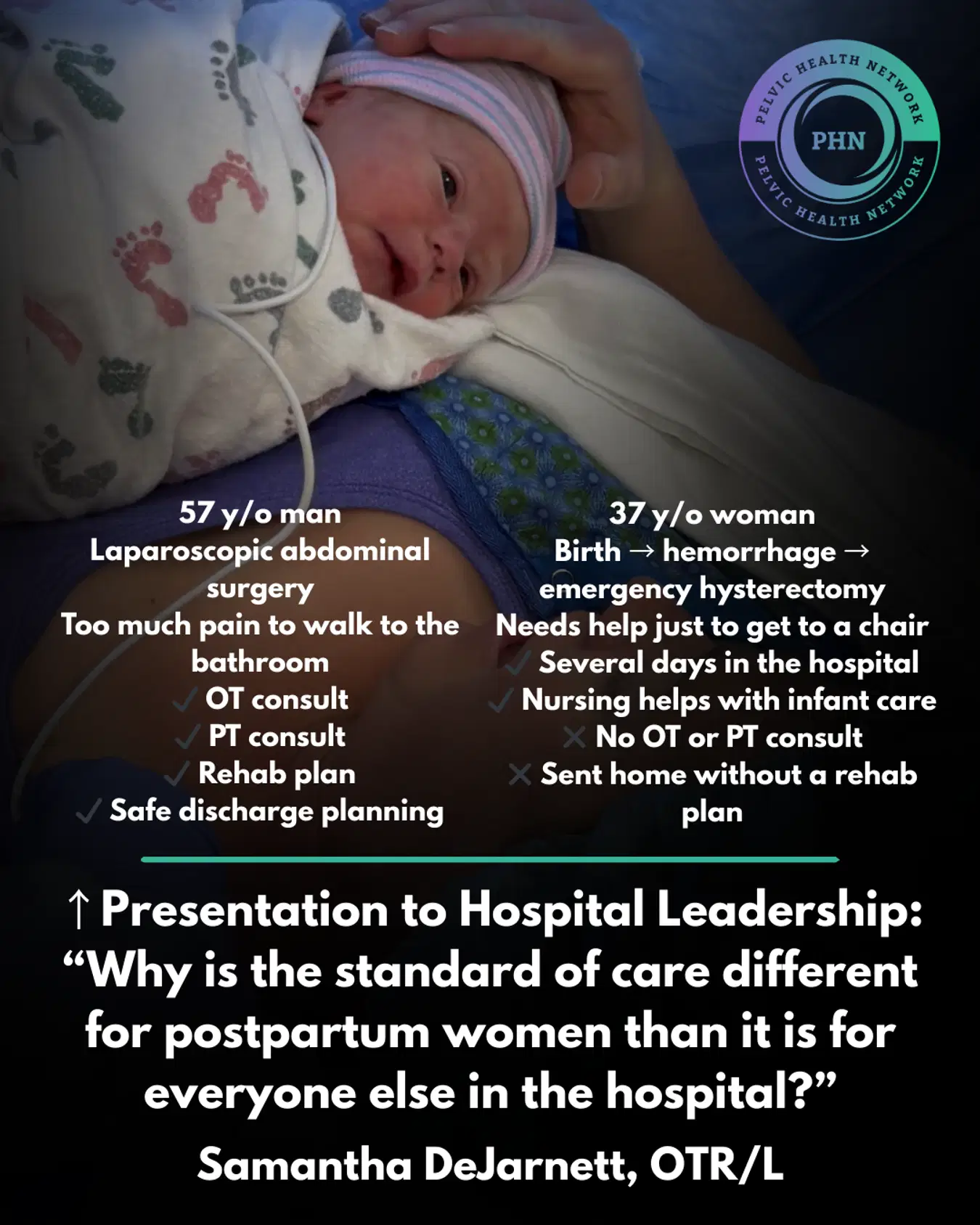 Comparison of hospital recovery protocols highlighting disparities in postpartum care