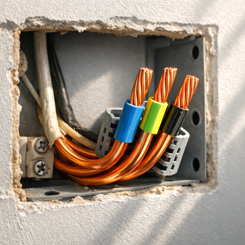 Professional installation of modern copper electrical wiring in a Rockland, Maine home.