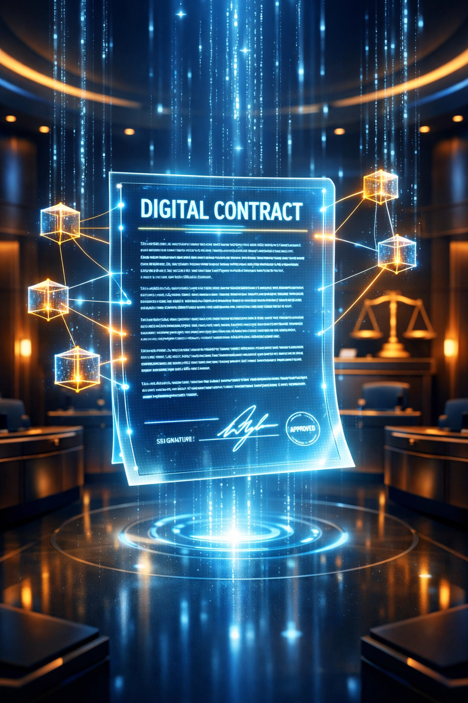 CLARITY Act digital contract with blockchain nodes showing regulatory framework for Larecoin payments