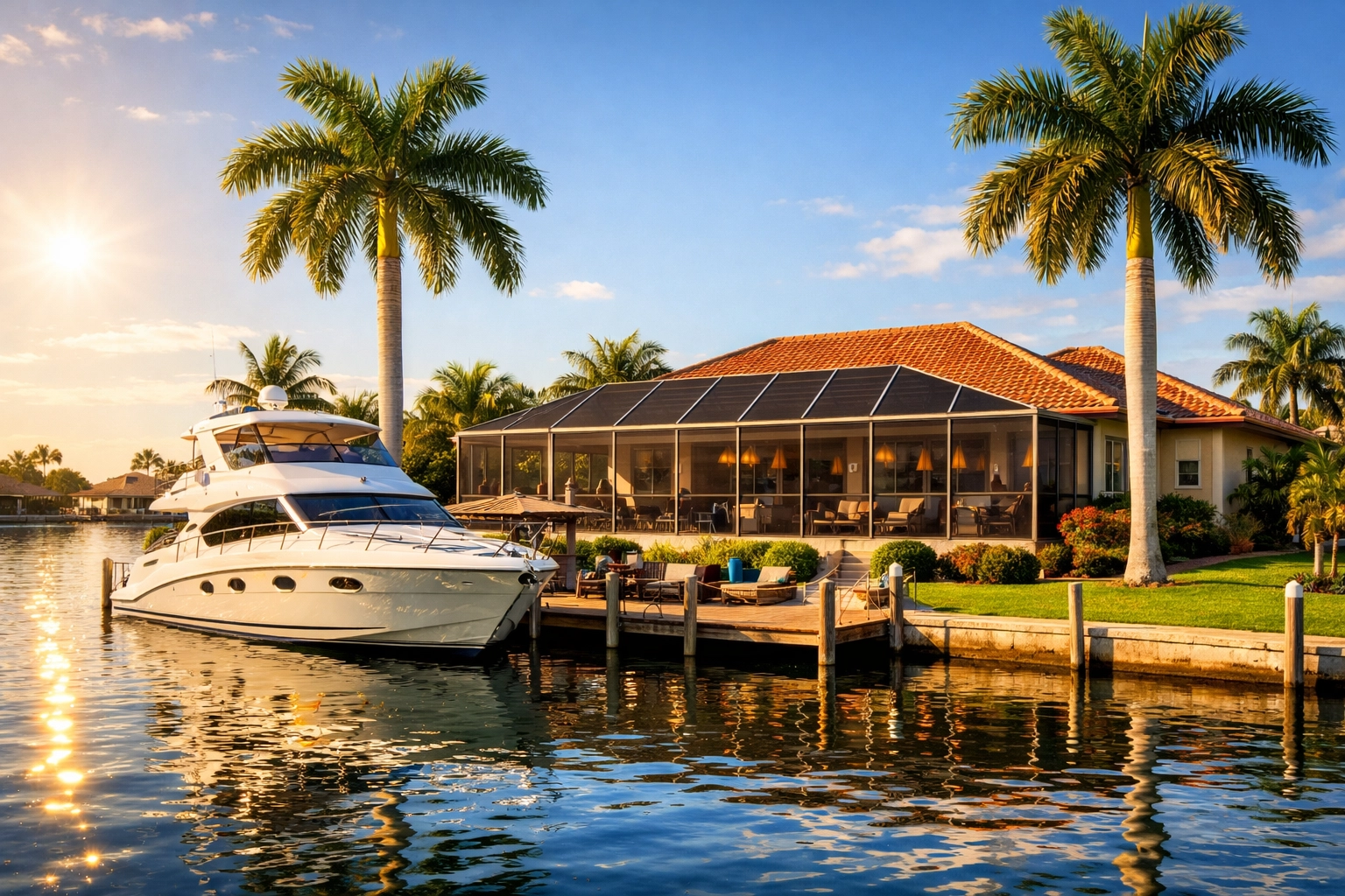 Southeast Cape Coral waterfront home with boat docked at private canal