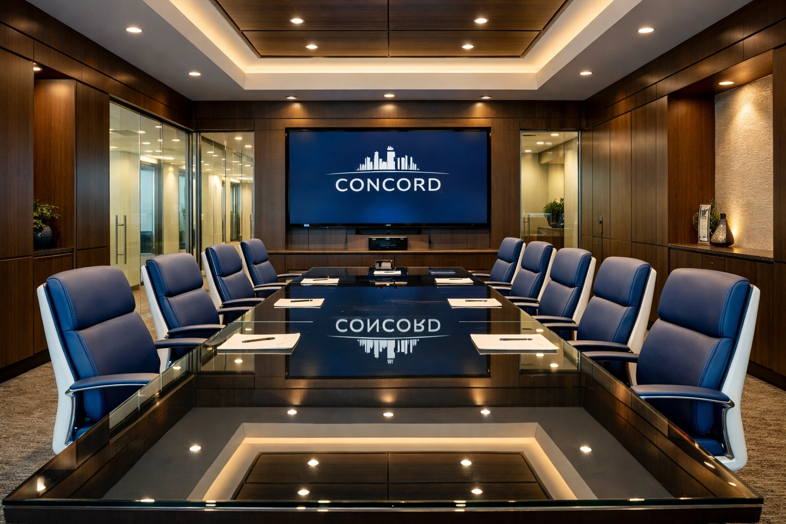 Pristine executive boardroom in Concord, MA, demonstrating high-end facility maintenance and care.