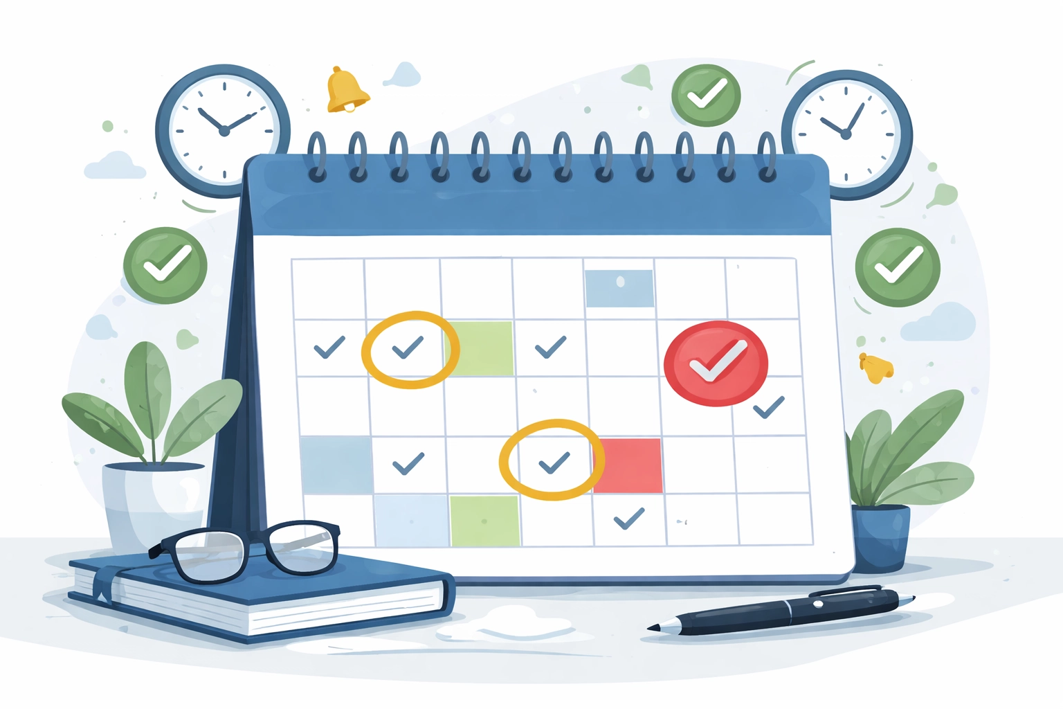 Wall calendar marked with important New Haven tax deadlines and reminders for seniors in 2026.