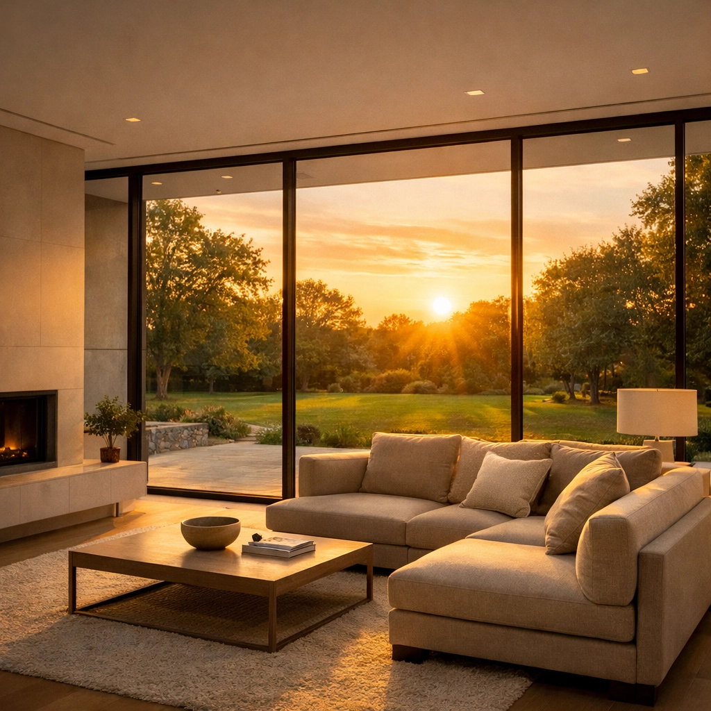 Sunlit modern living room representing a successful home purchase with a quick closing.