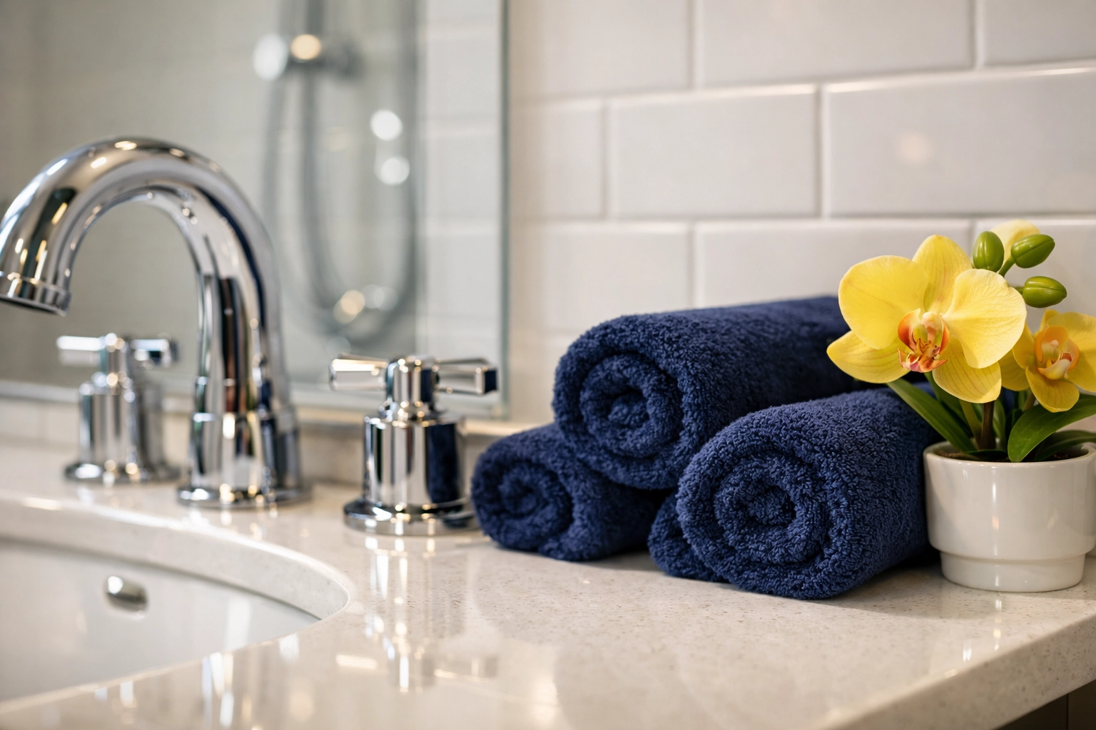 Sanitized master bathroom fixtures provided by move-in/move-out cleaning costs Leominster experts.