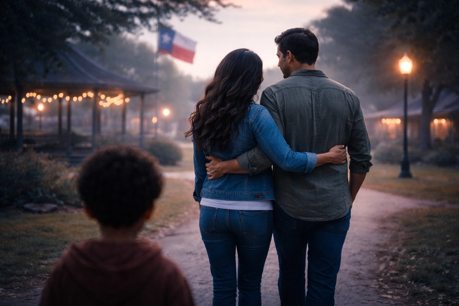 Parent and child walking in a small Texas town, reflecting life changes affecting child support modification