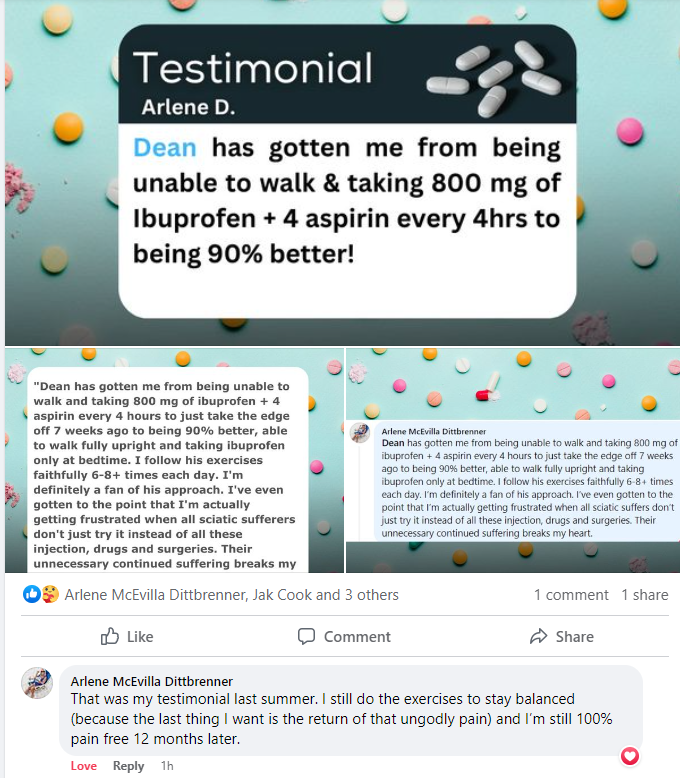 Client Testimonial Graphic - 180° Sciatica Solution