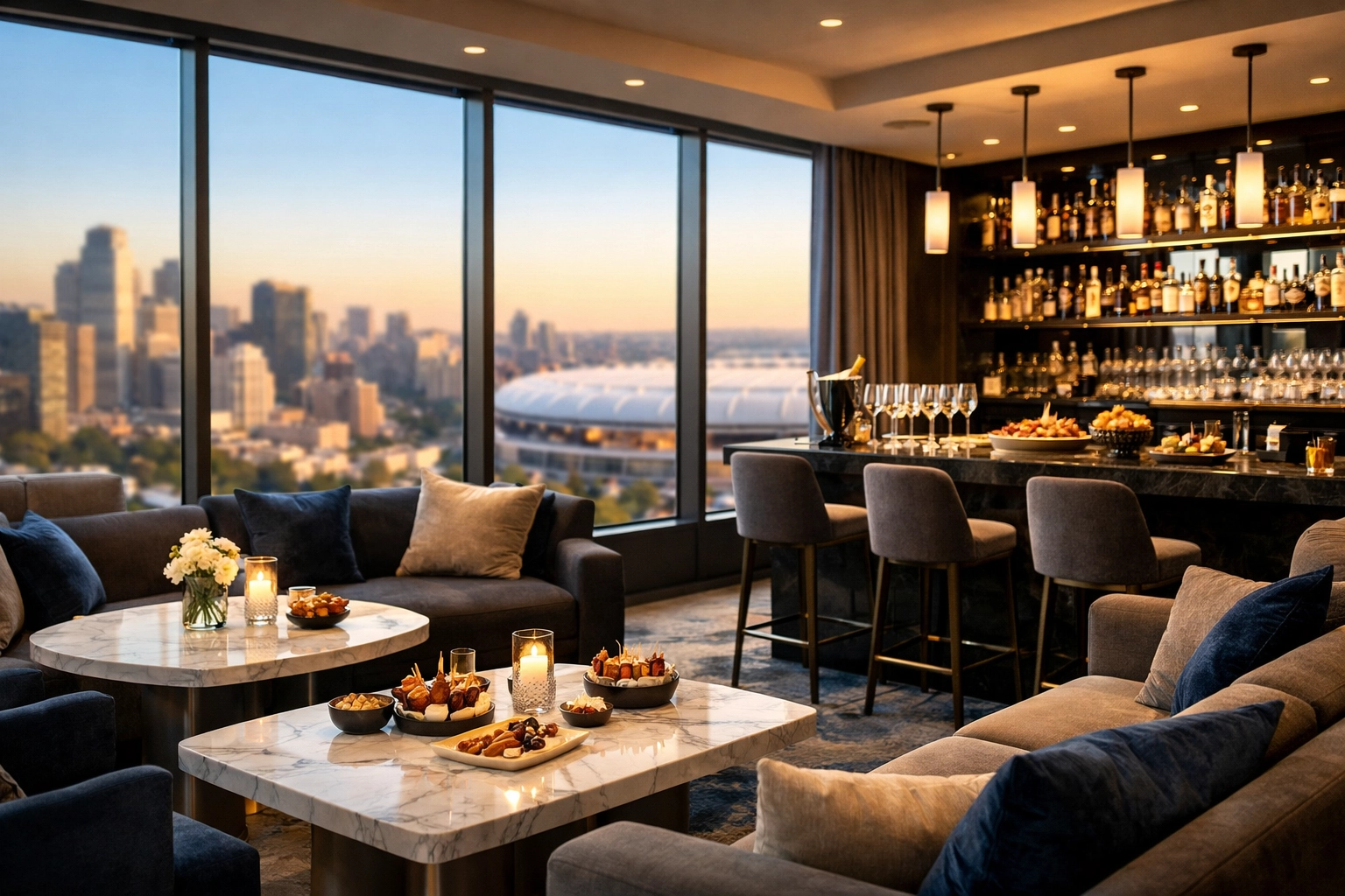 Exclusive Super Bowl corporate hospitality suite designed for VIP hosting and executive brand building.