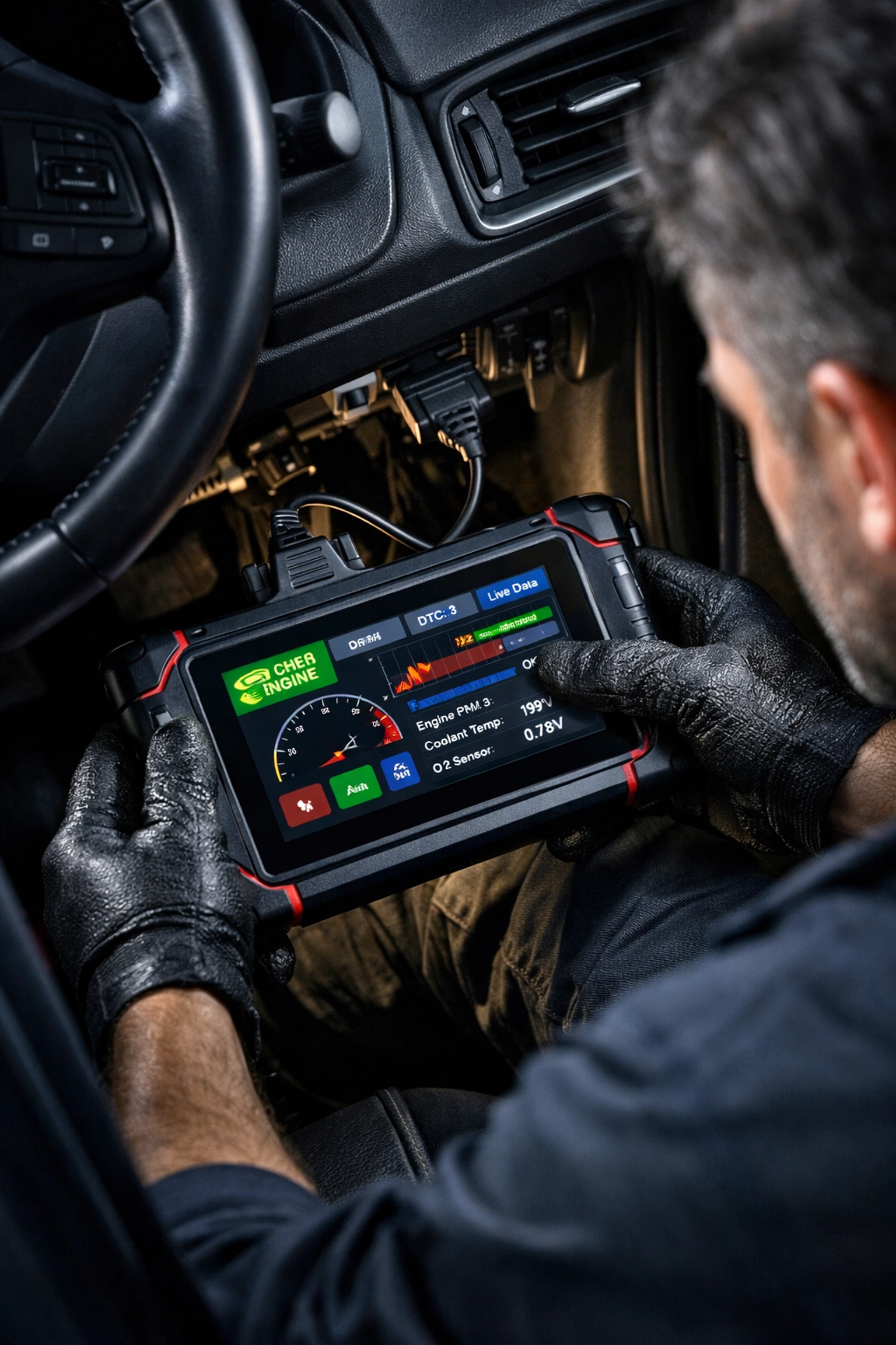 Mobile mechanic performing check engine light diagnostic scan in Green Bay