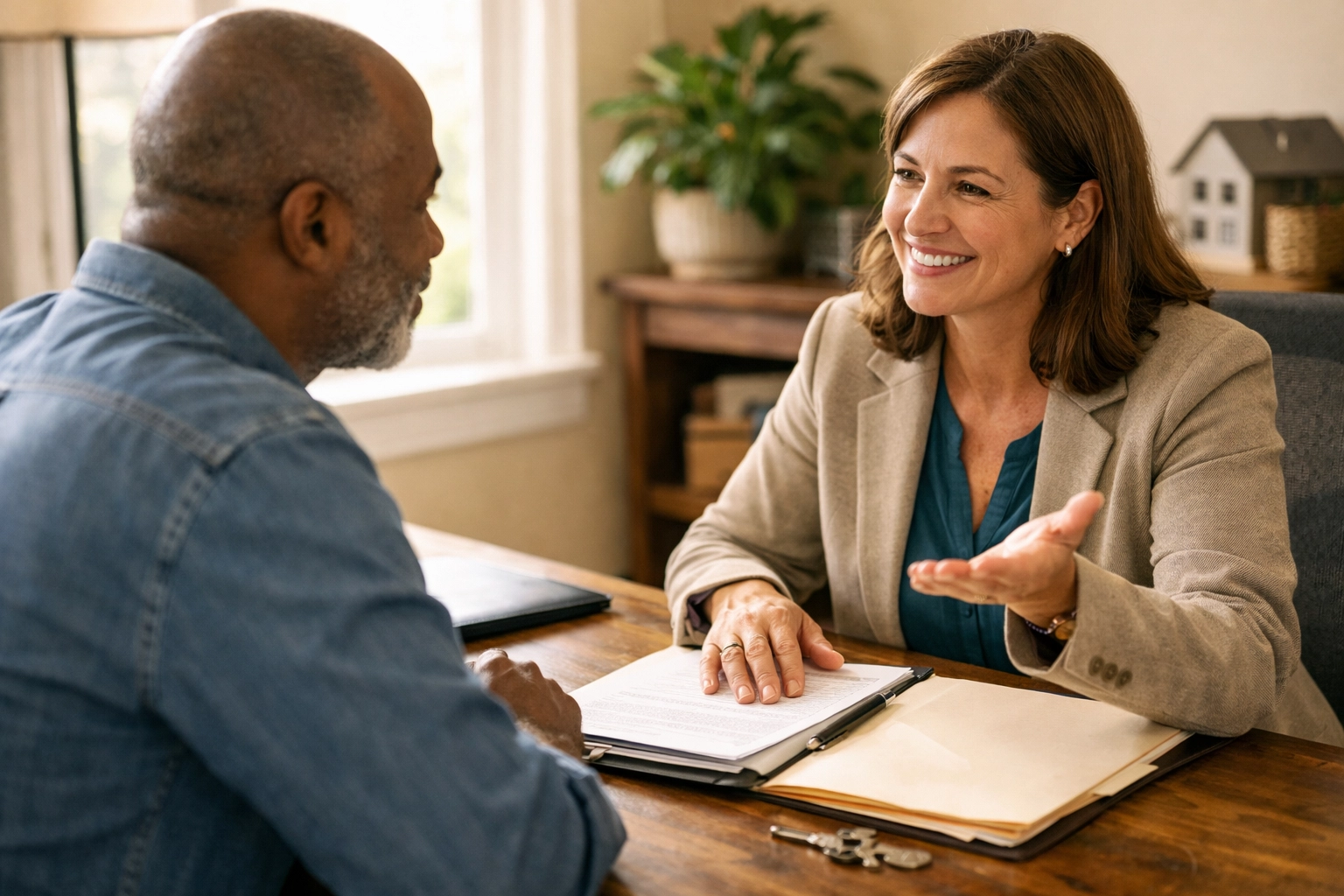 Housing counselor meeting with Georgia homeowner to discuss foreclosure prevention options