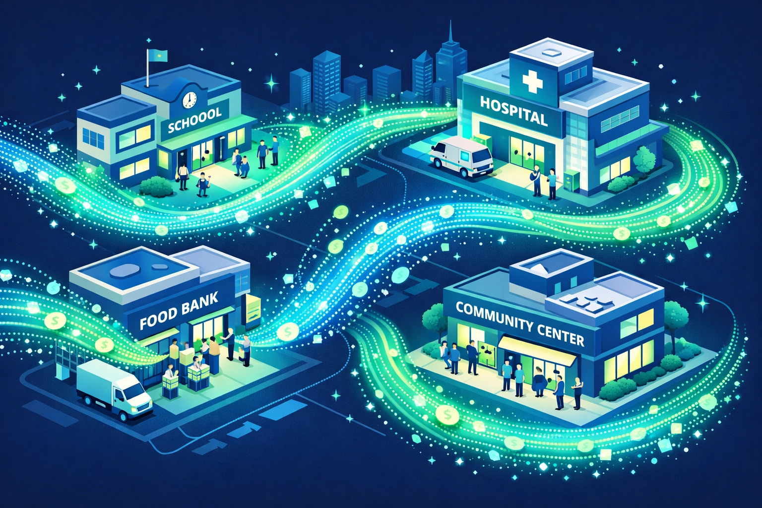 Digital infrastructure connecting social programs through cryptocurrency distribution