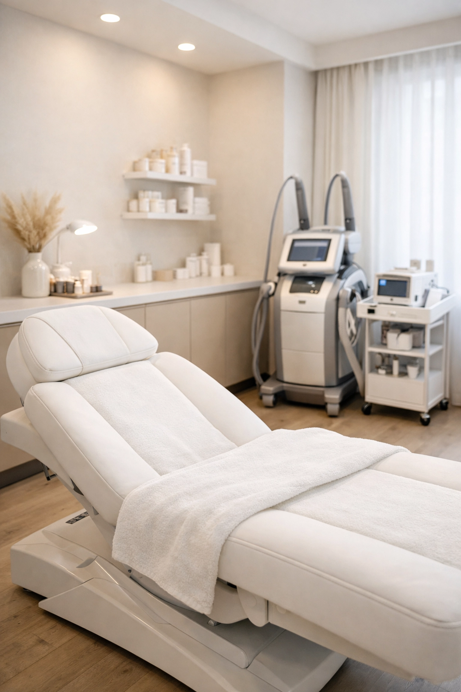 Modern aesthetic clinic treatment room at Bella Medica Lancashire for bridal beauty treatments