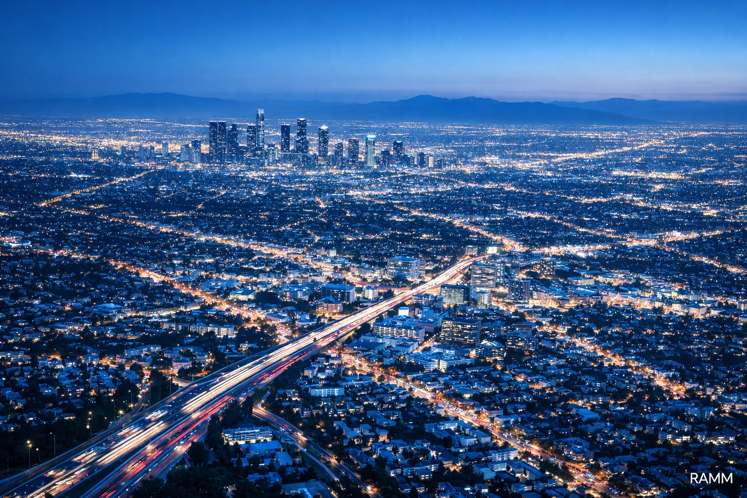 Aerial view of Los Angeles representing a wide geographic radius for hyper-targeted metropolitan advertising.