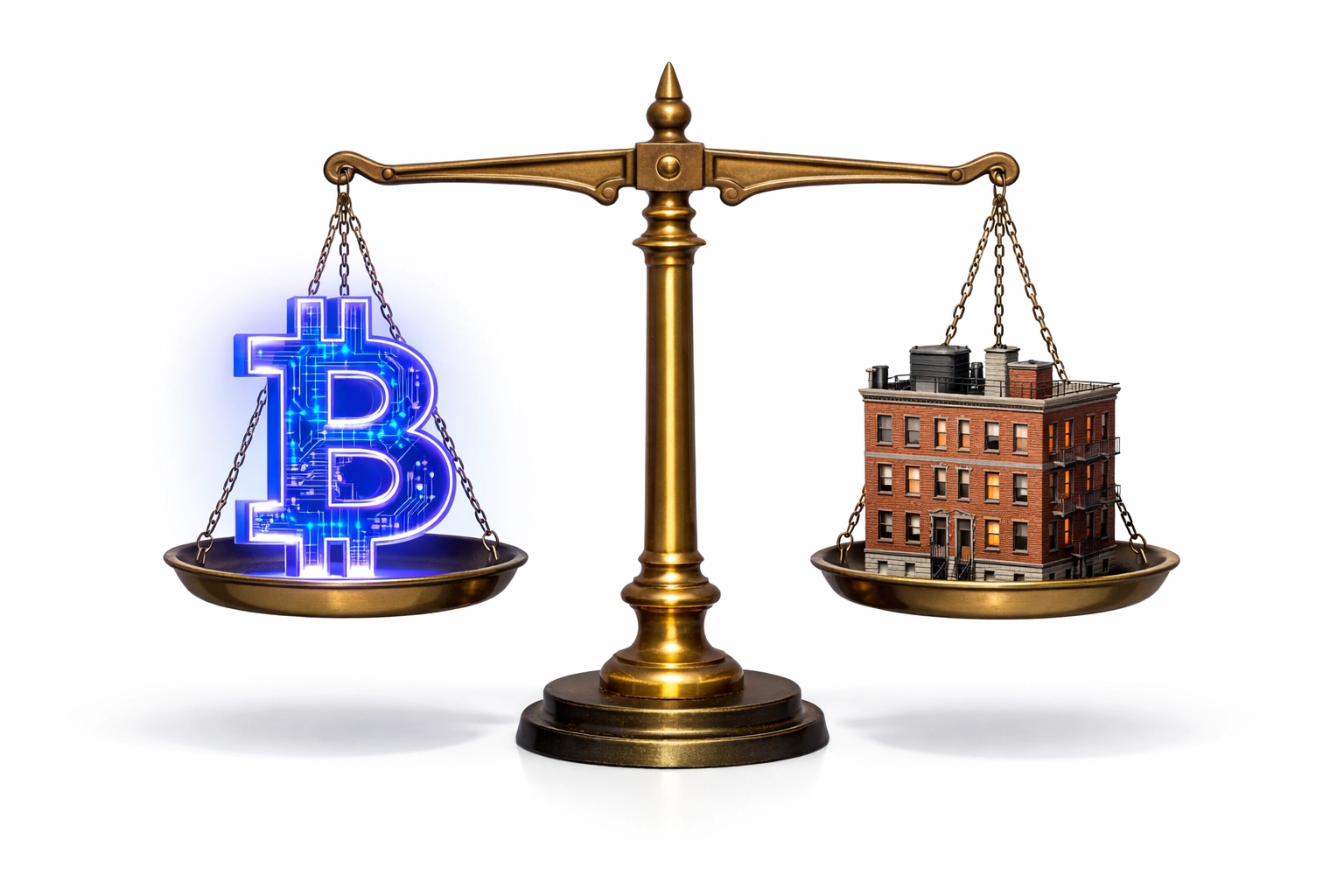 Balanced investment strategy combining Bitcoin cryptocurrency with real estate assets
