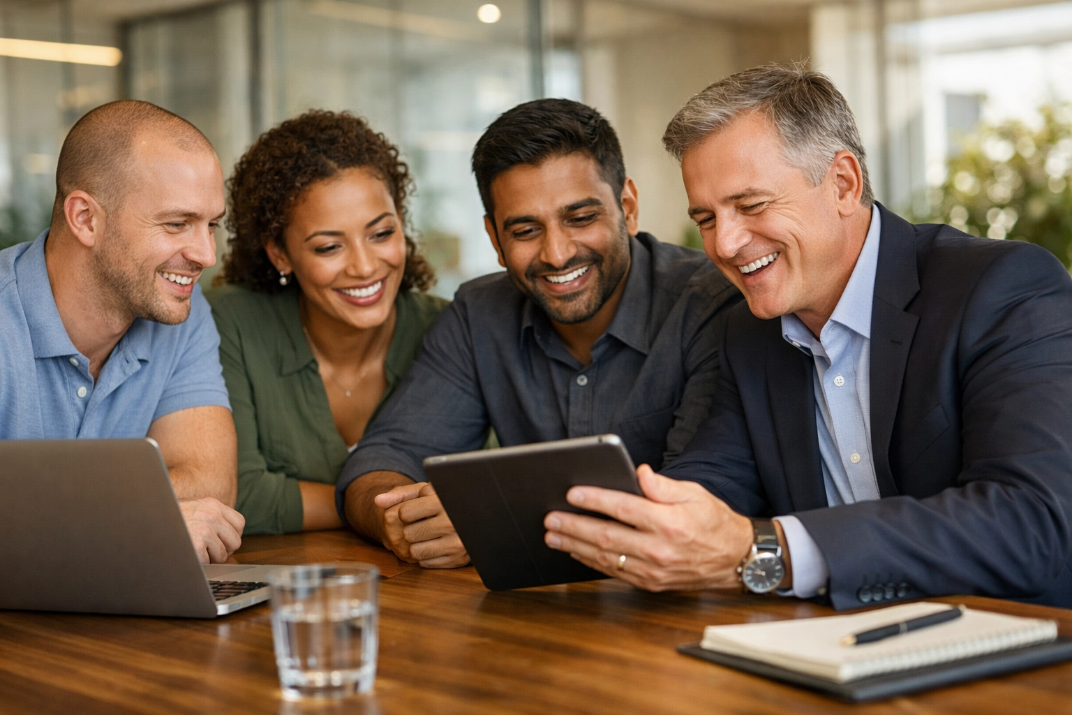 ServiceNow implementation partner team reviewing ROI and ITOM metrics with a client business executive.