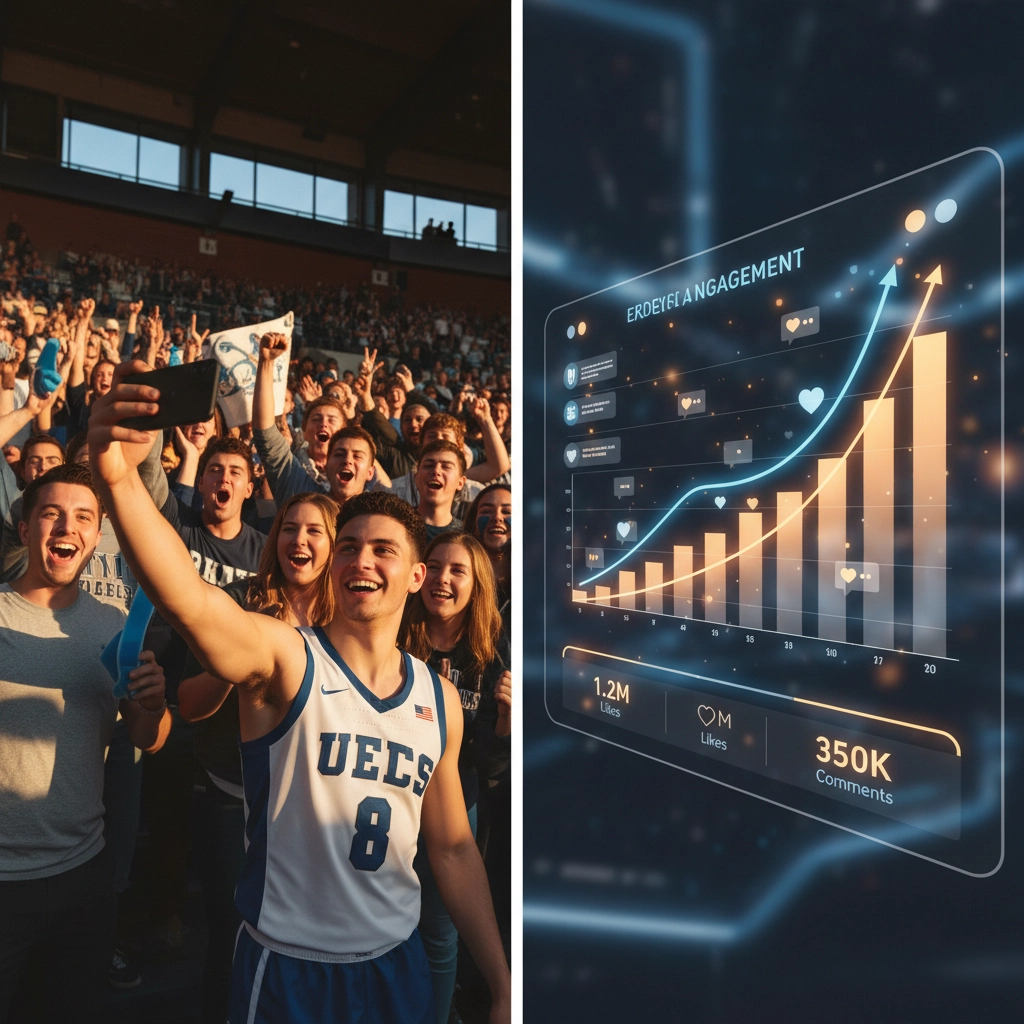 College athlete social media engagement illustration