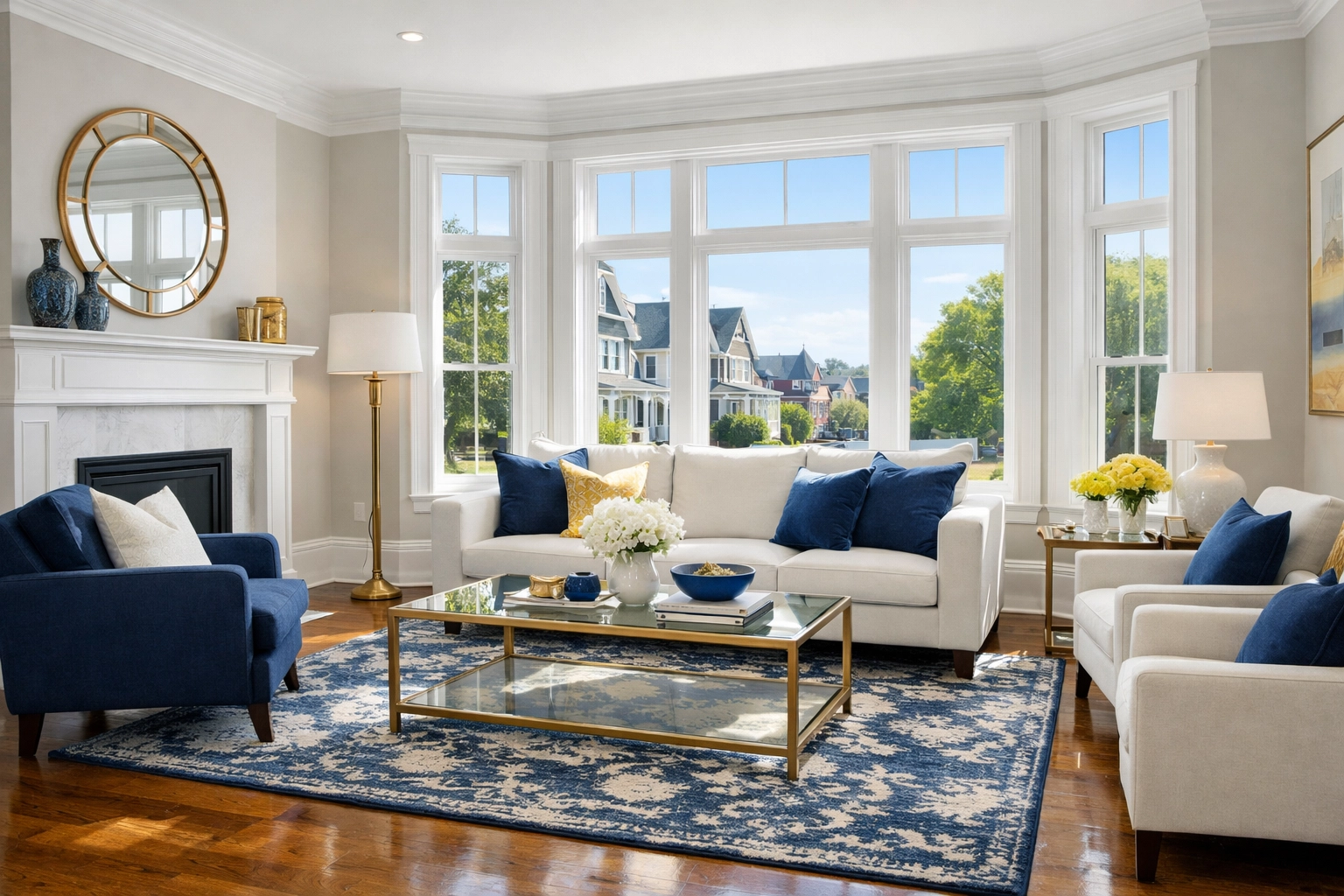 Clean living room in a historic Worcester home showcasing premium house cleaning Worcester MA standards.