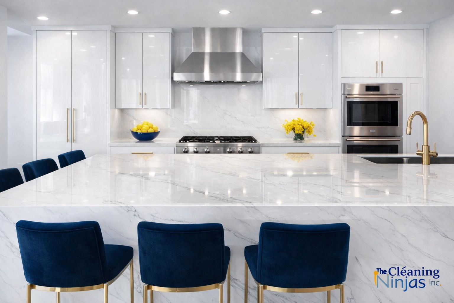 Pristine modern kitchen maintained by The Cleaning Ninjas for a clean and organized home sanctuary.