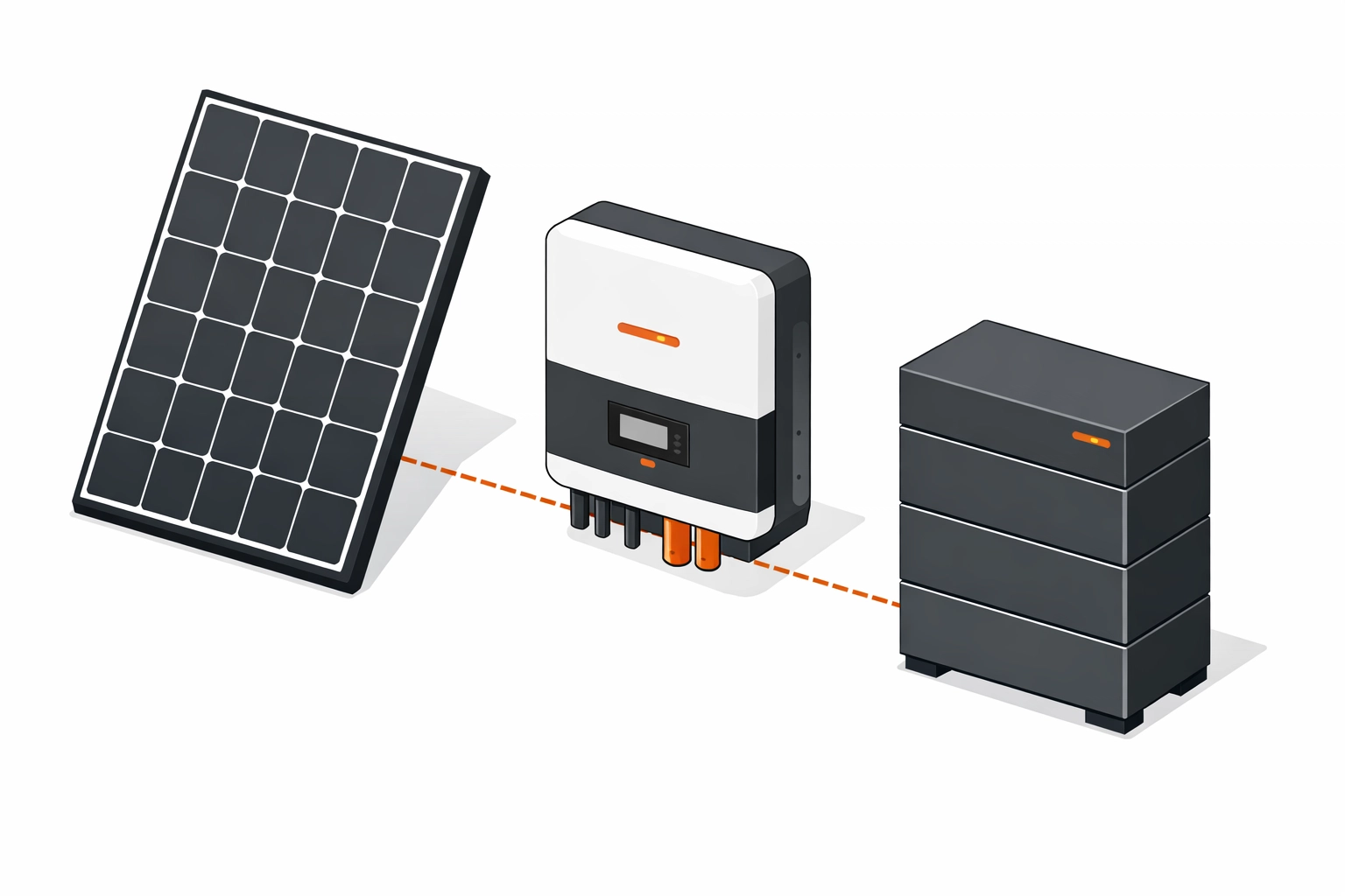 Photovoltaik-Komponenten: Solarpaneele, Wechselrichter und Stromspeicher für die PV Anlage in Wien.