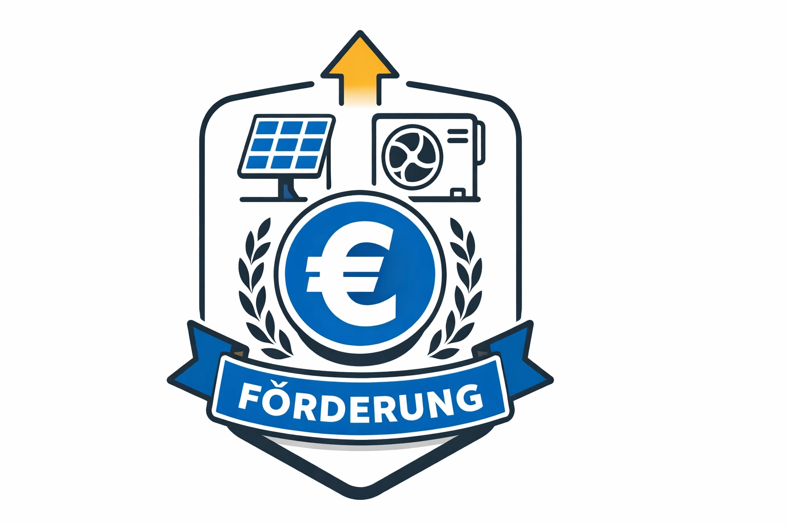 Illustration: Förderung/€-Badge für PV & Wärmepumpe