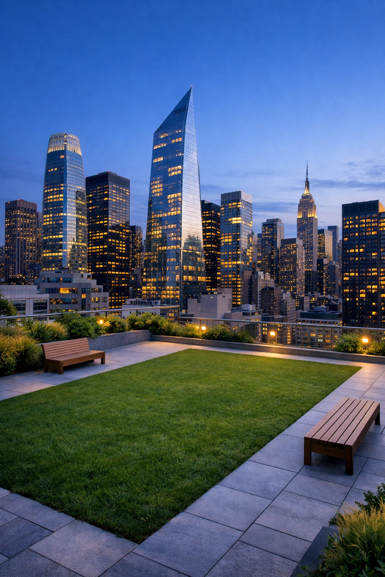 Philadelphia skyline views from a rooftop park, a top hidden photo spot for urban landscape photography.