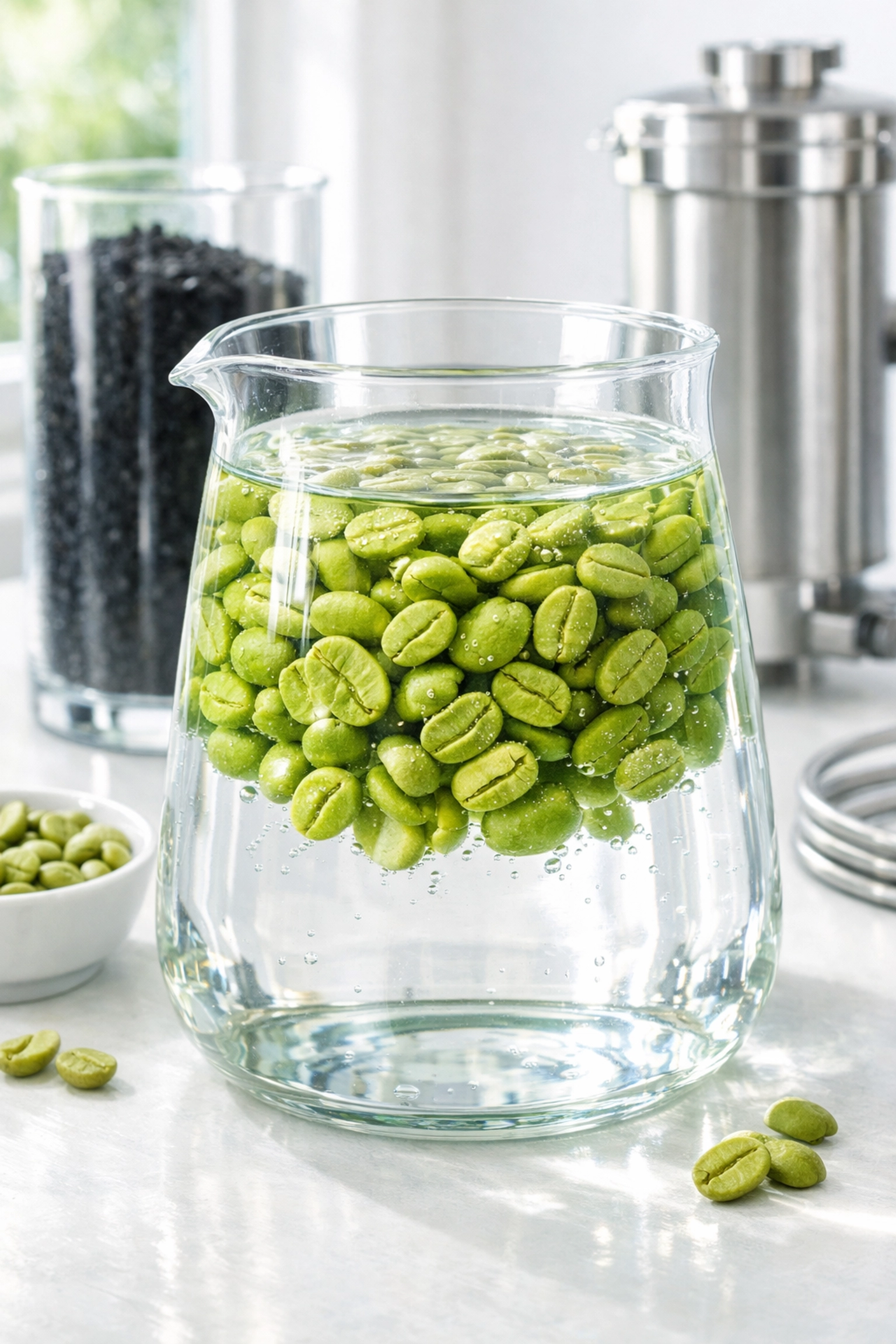 Swiss Water decaffeination process using pure water and activated charcoal filters