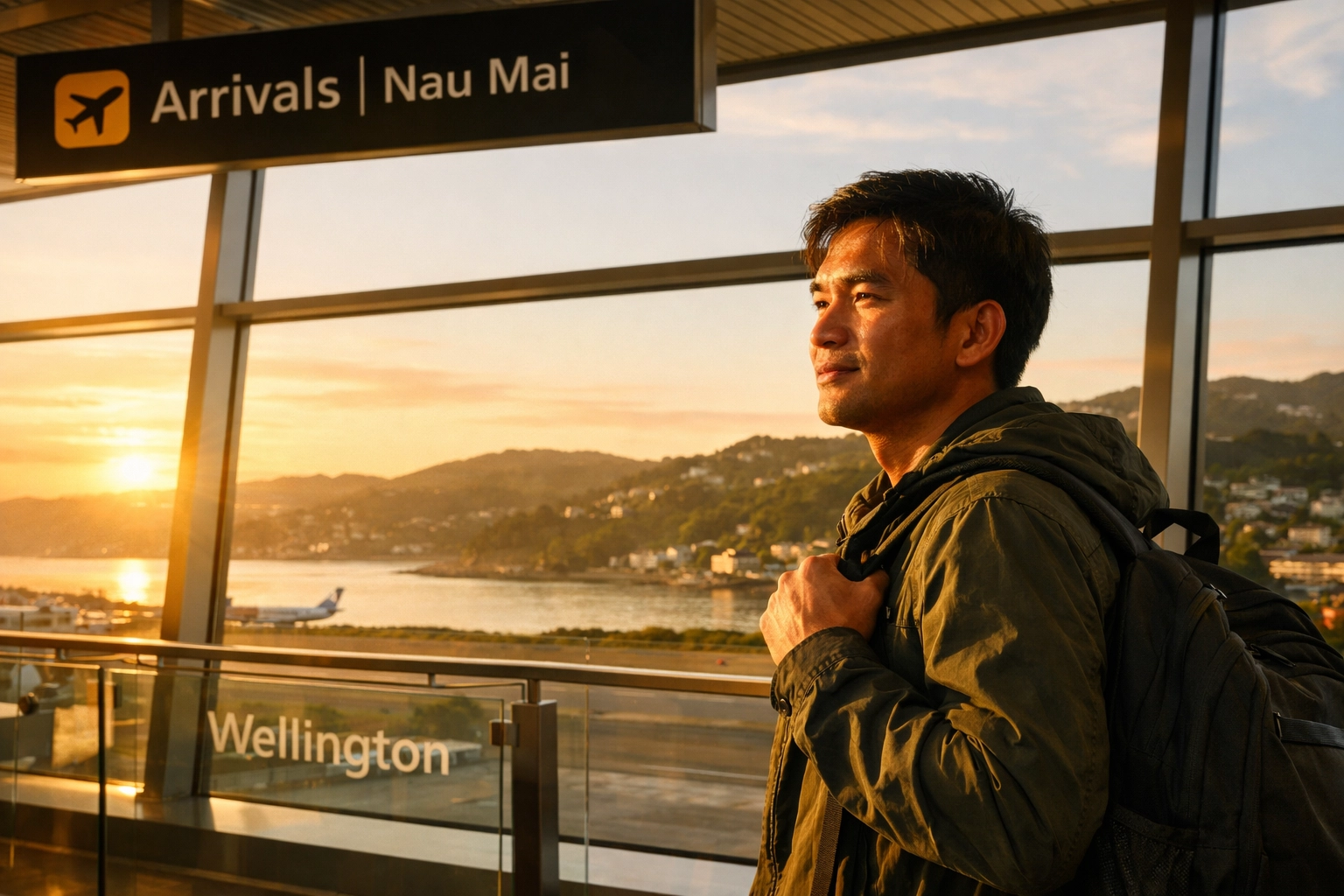 LGBTQ refugee arriving at Wellington New Zealand airport after escaping Brunei persecution