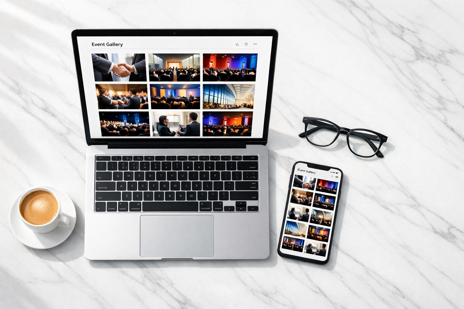 Digital gallery of edited corporate event photography ready for quick social media distribution.