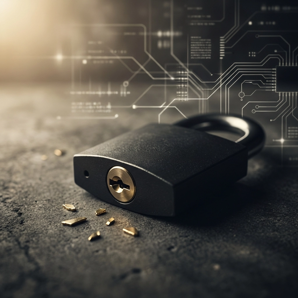 Padlock on dark surface representing IT security, data protection, and cybersecurity due diligence by providers.