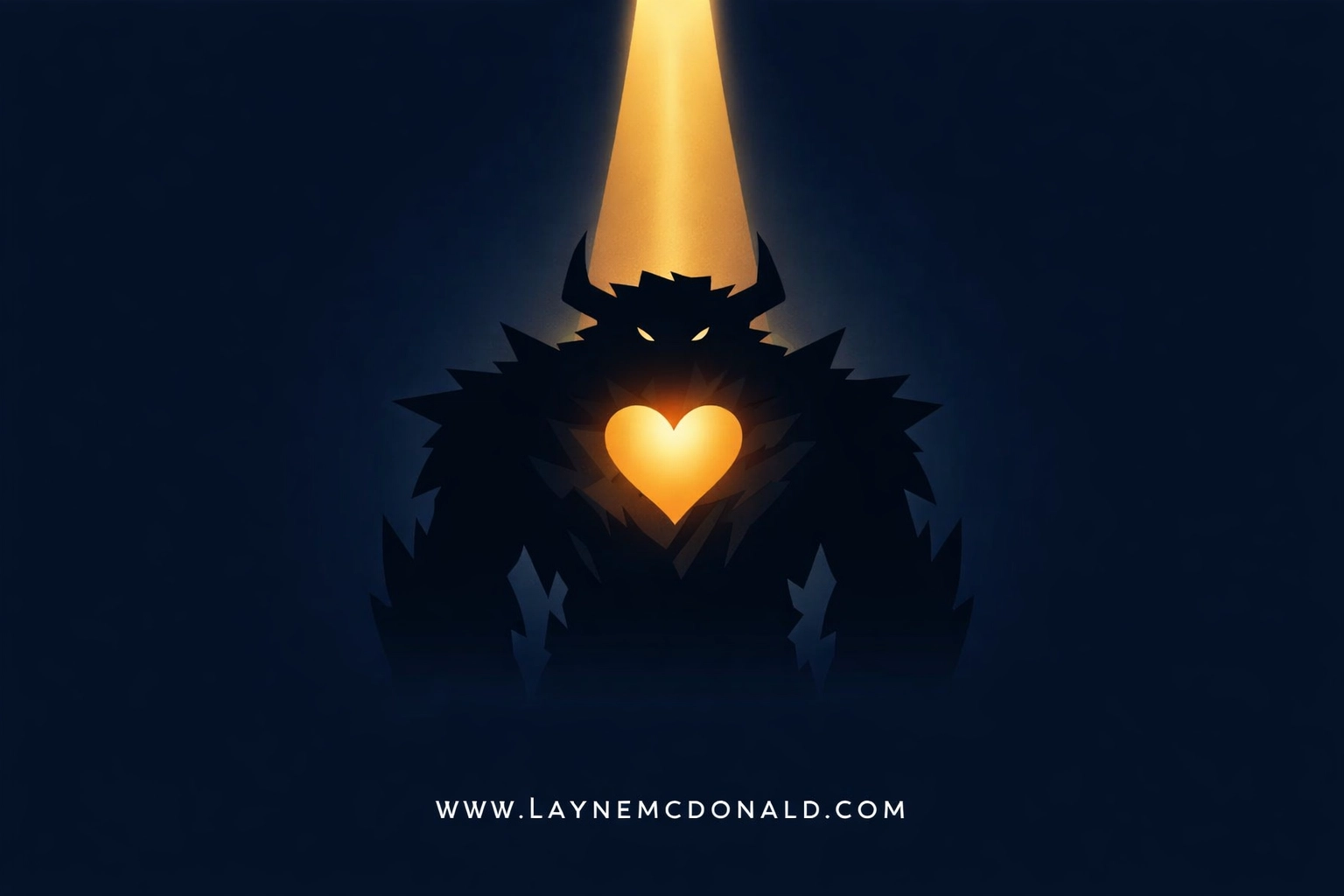 Abstract silhouette with a golden heart illuminated, illustrating how God sees the heart in others.