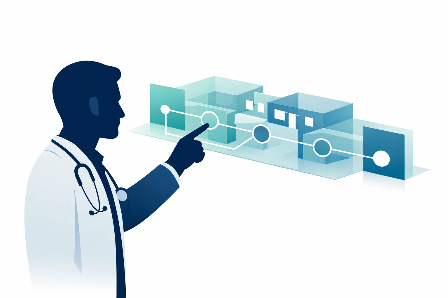 Lean Six Sigma healthcare professional optimizing patient flow with a digital process map.
