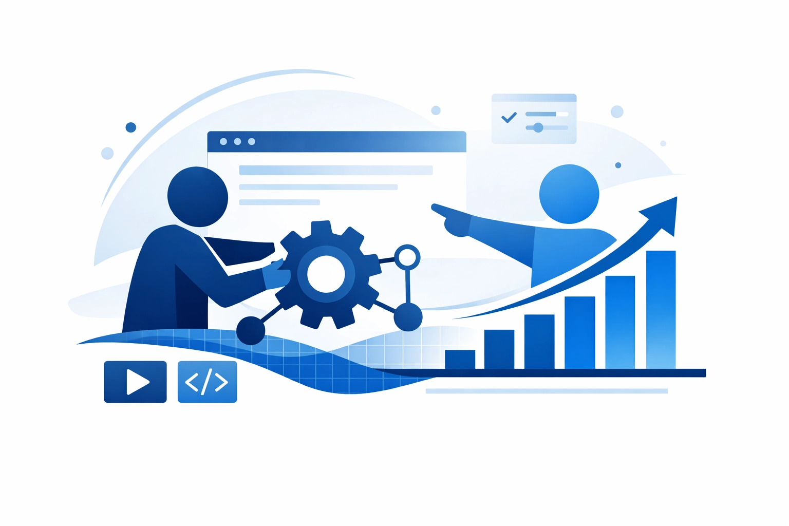 Digital marketing experts collaborating on a strategy to improve brand visibility and traffic.