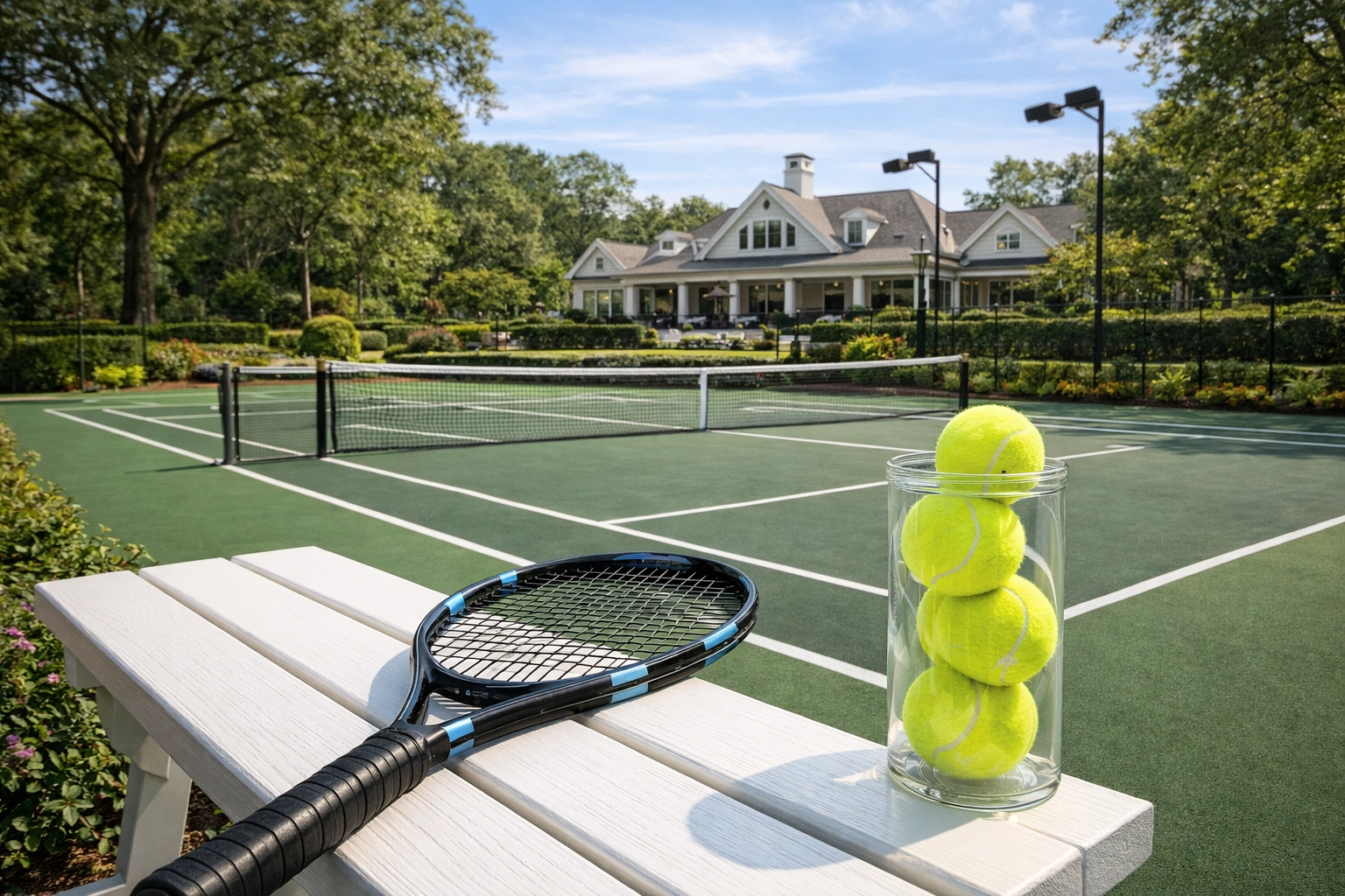Private tennis courts at a premier club, a top amenity for those browsing Charlotte NC real estate and Waxhaw homes.