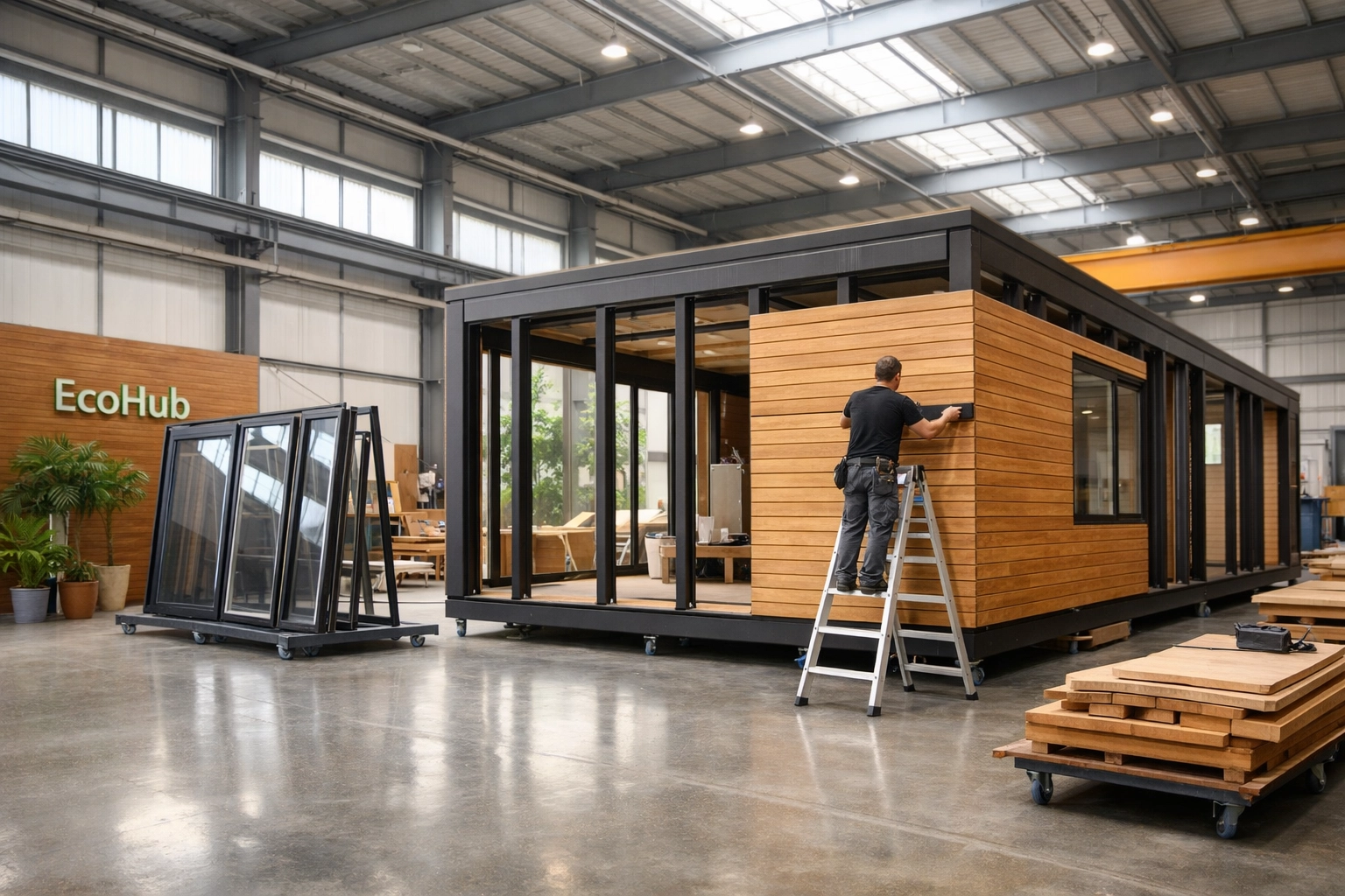 Secure factory-built modular home construction with steel frames and premium finishes for bank-approved financing.