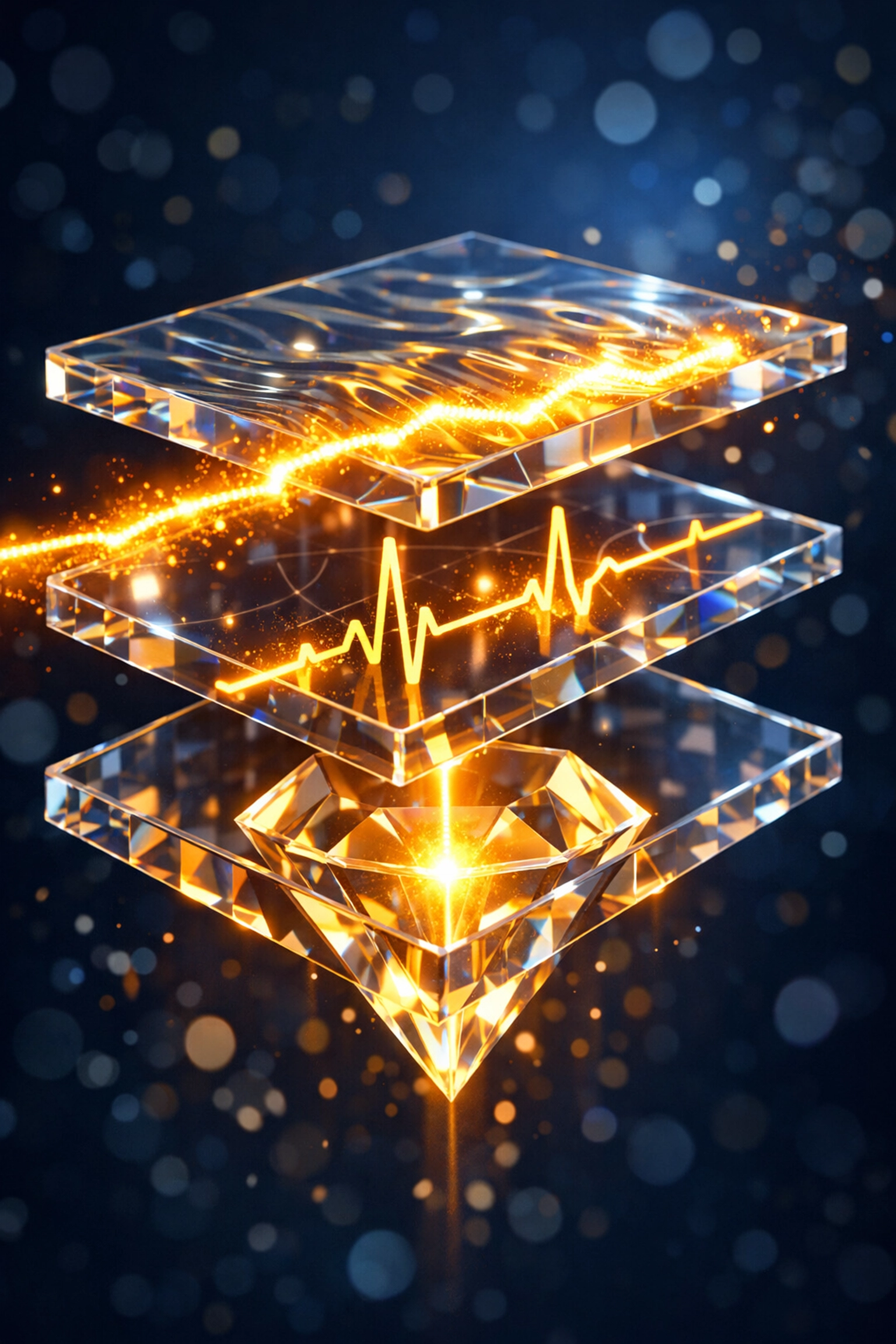 Abstract layers of data signals representing user engagement and satisfaction metrics for search intent optimization.