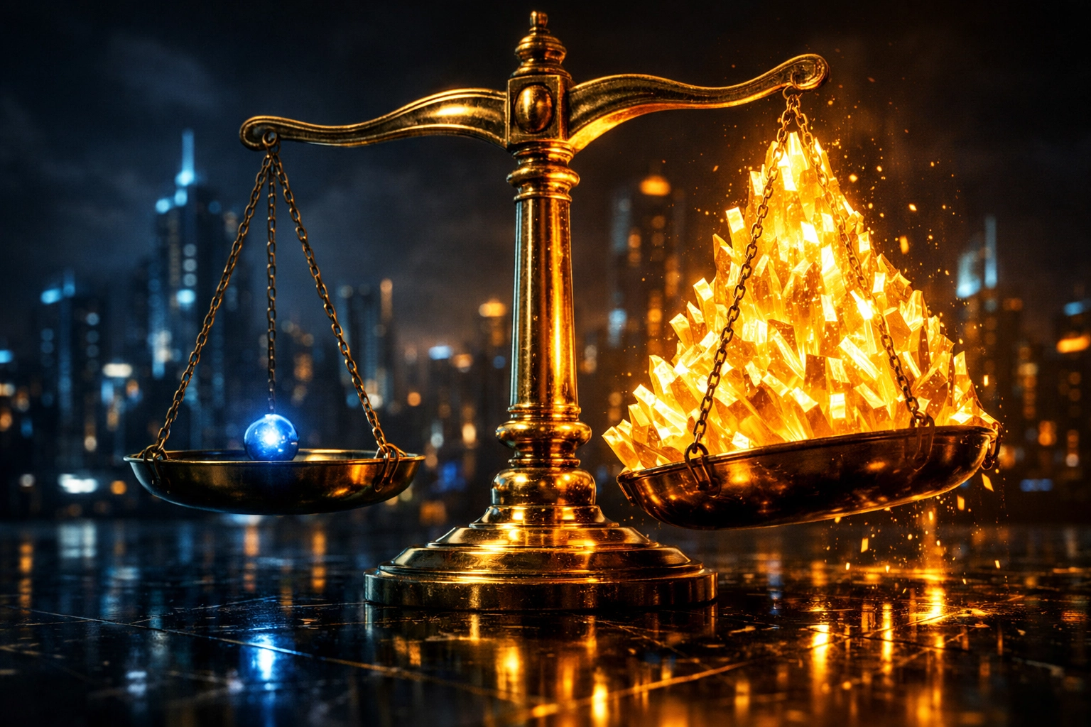 A golden scale weighing the massive £17.5 million UK data breach penalty risk against old regulations.