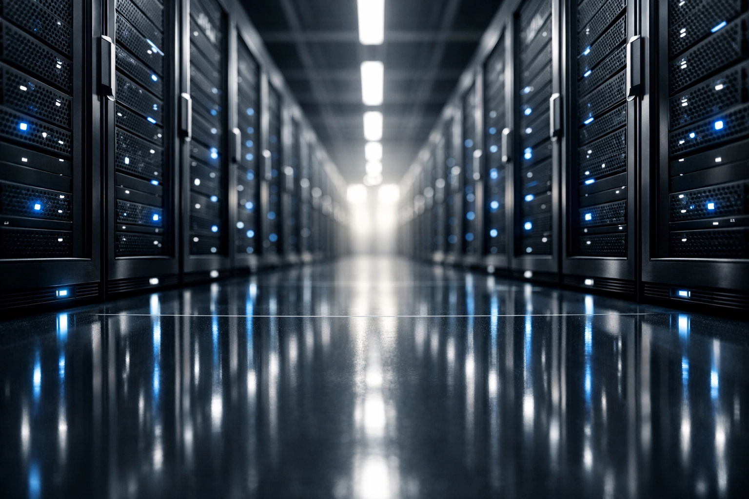 Modern data center server racks representing the infrastructure and server health needed for crawl efficiency.