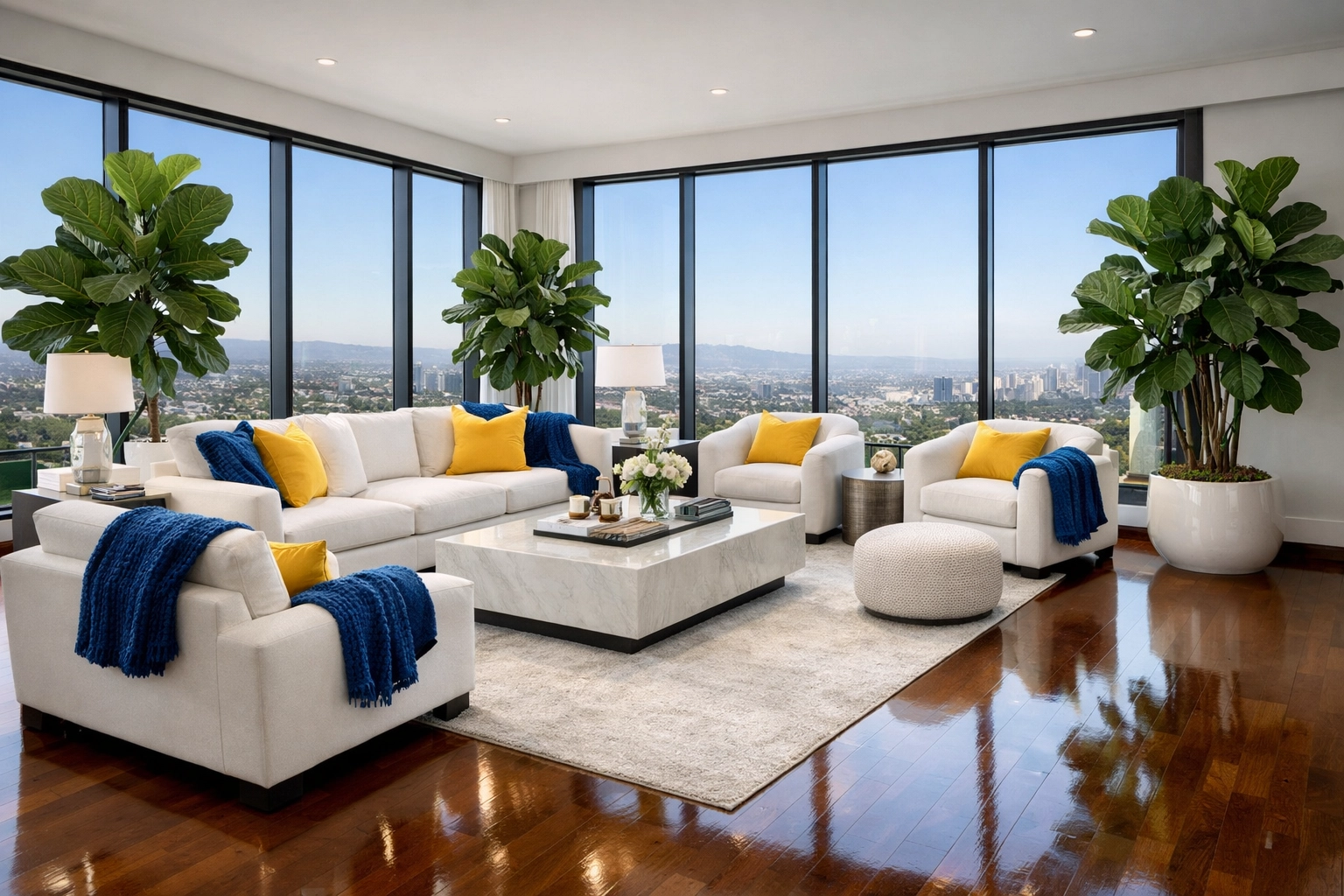 Eco-friendly apartment cleaning in Westborough for a healthy and polished luxury living room.