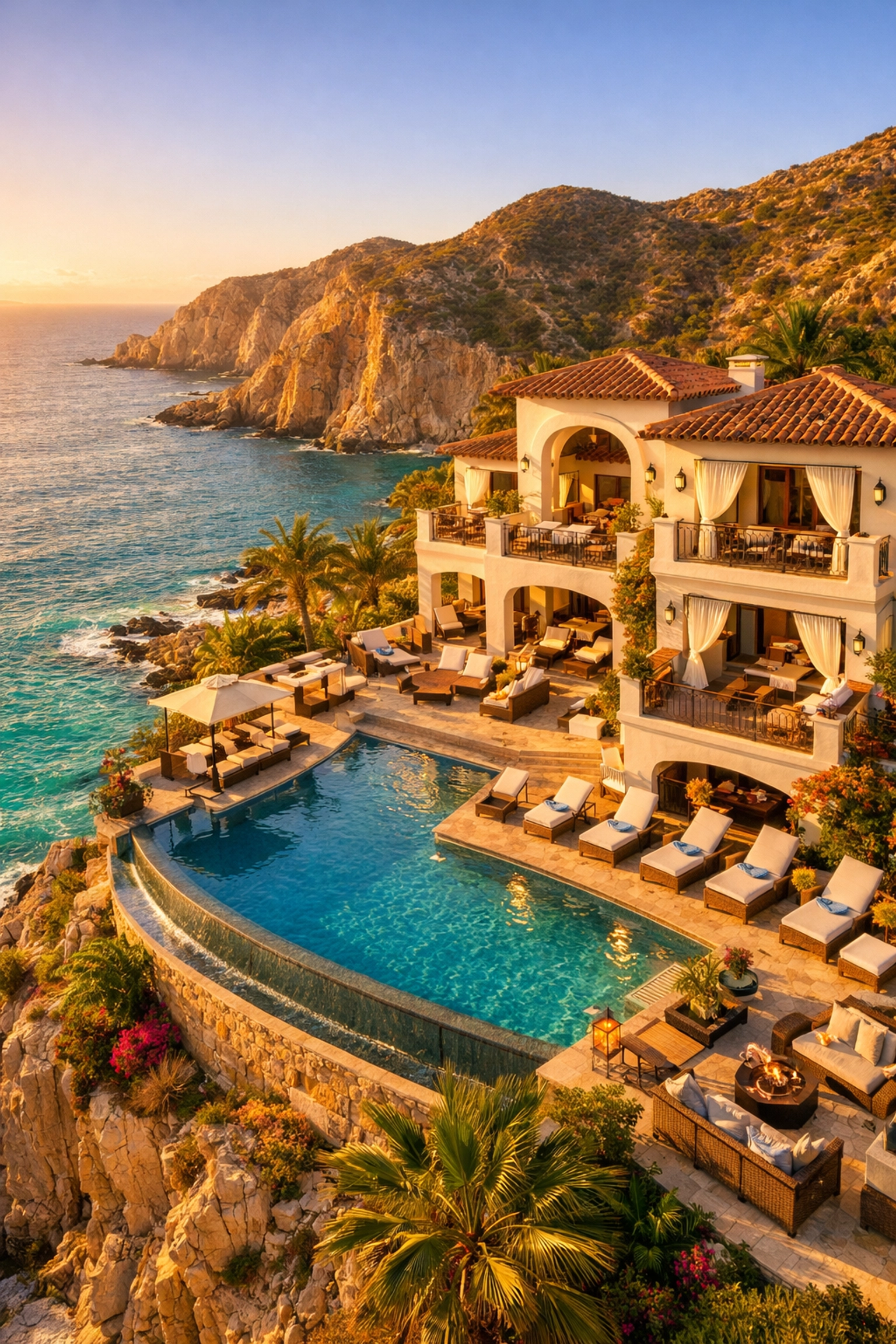 Luxury Mediterranean villa with infinity pool overlooking ocean - ideal group vacation accommodation