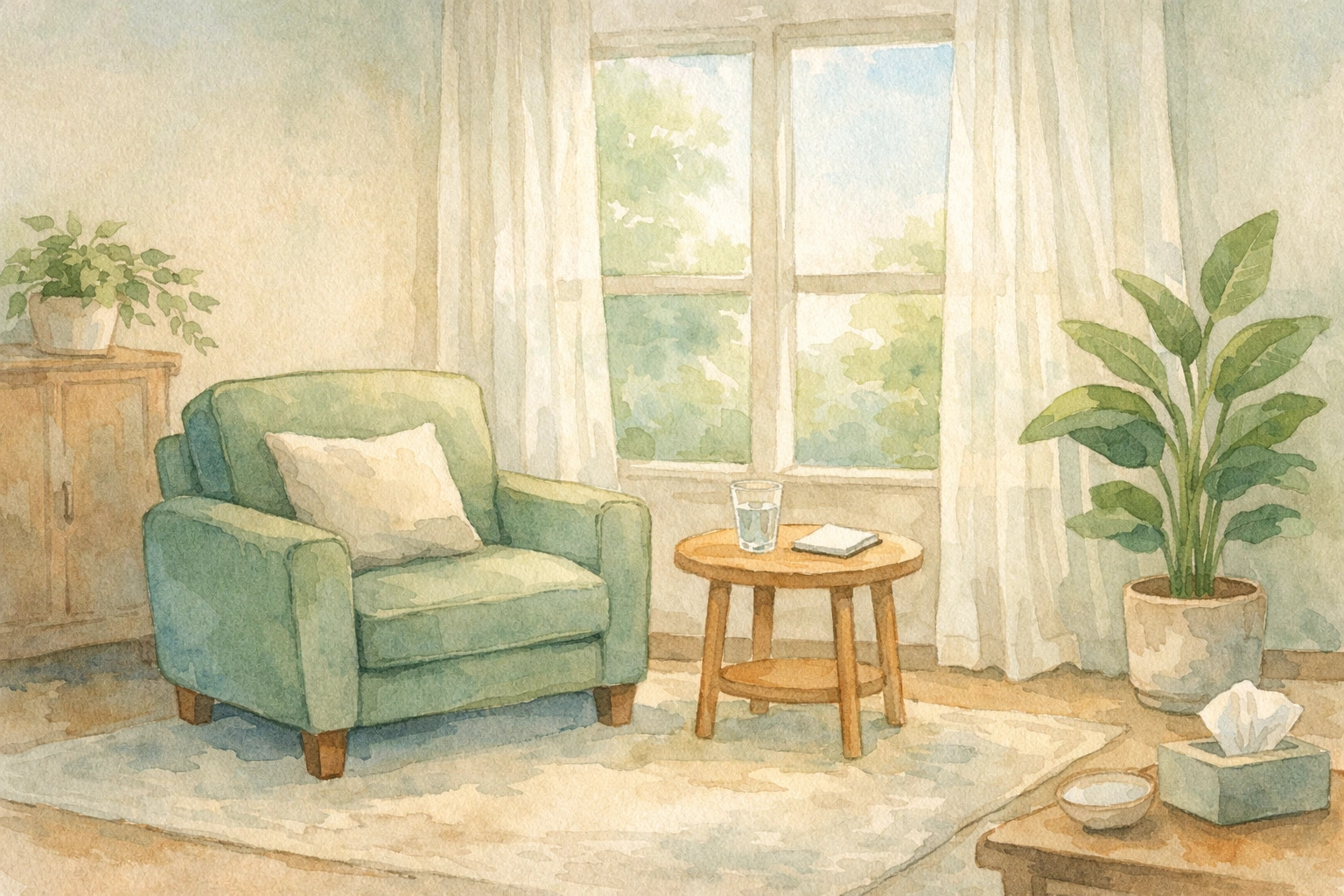 Peaceful therapy office for comprehensive ADHD psychological testing