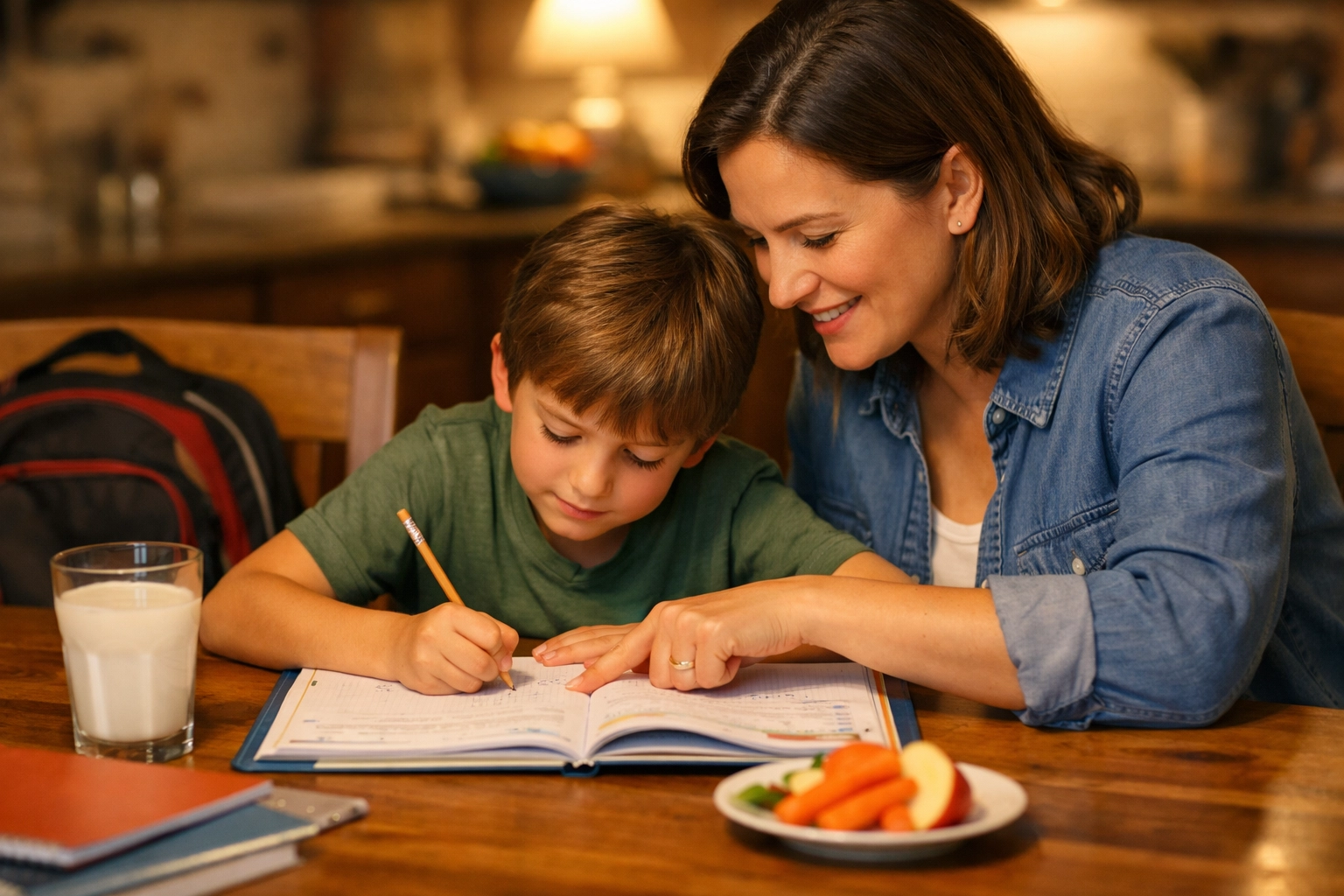 Parent helping child with homework showing engaged parenting for custody evaluation