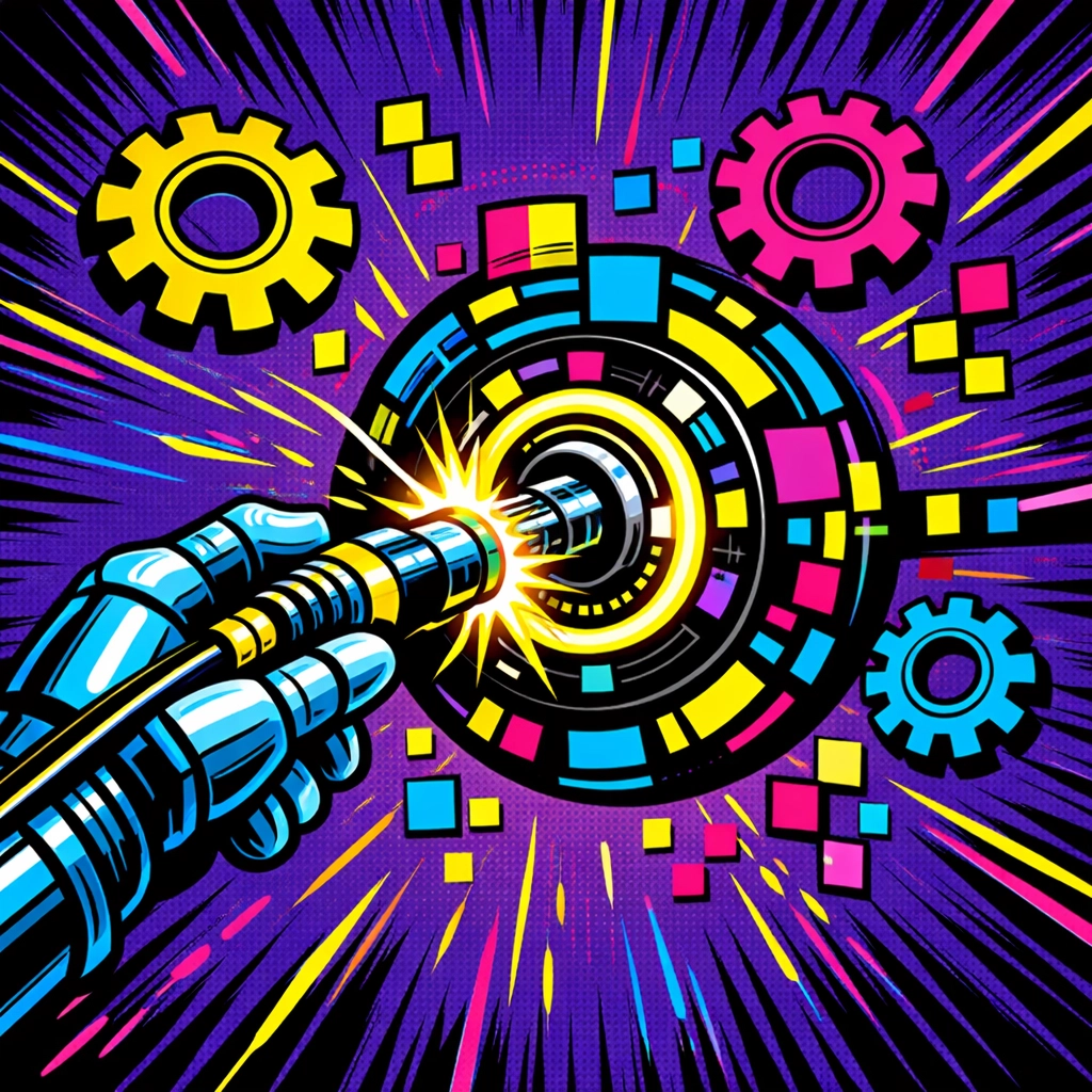 A robotic hand connecting data hubs representing business automation and web task efficiency.