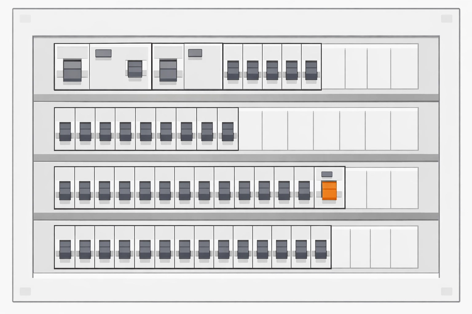 Moderner Elektro-Verteilerkasten mit FI-Schutzschalter für eine sichere Wallbox Installation in Wien.