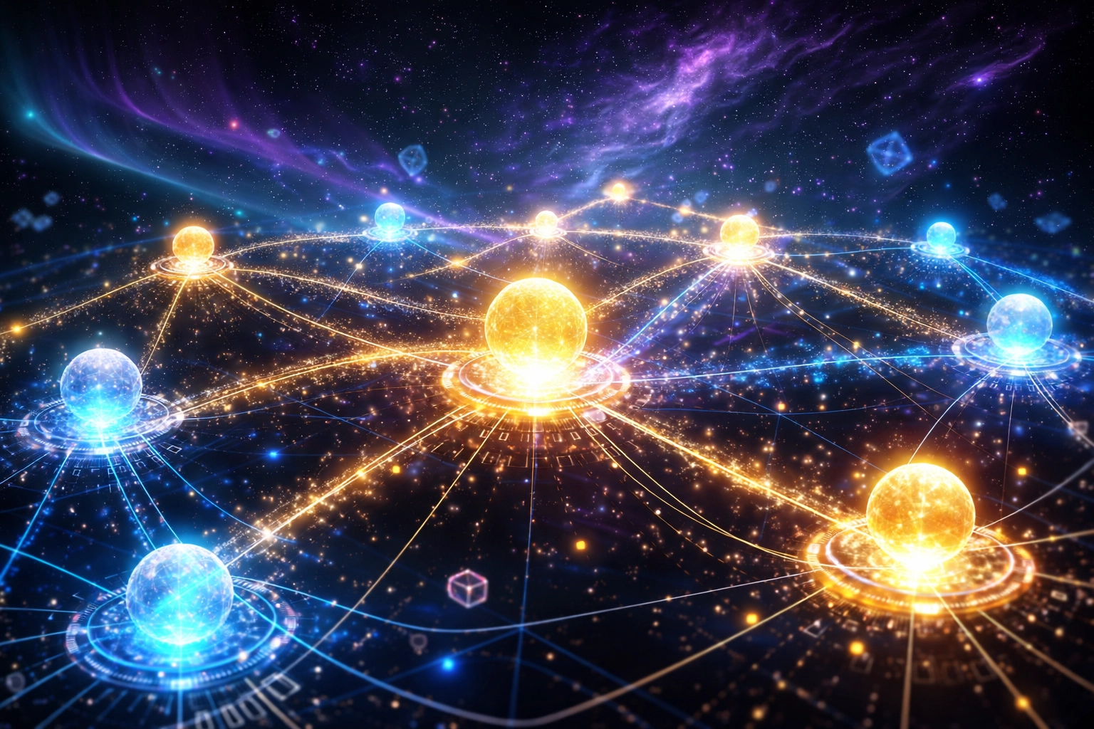 Blockchain network illustration representing staking rewards in the Larecoin ecosystem, emphasizing interconnected growth and passive crypto income.