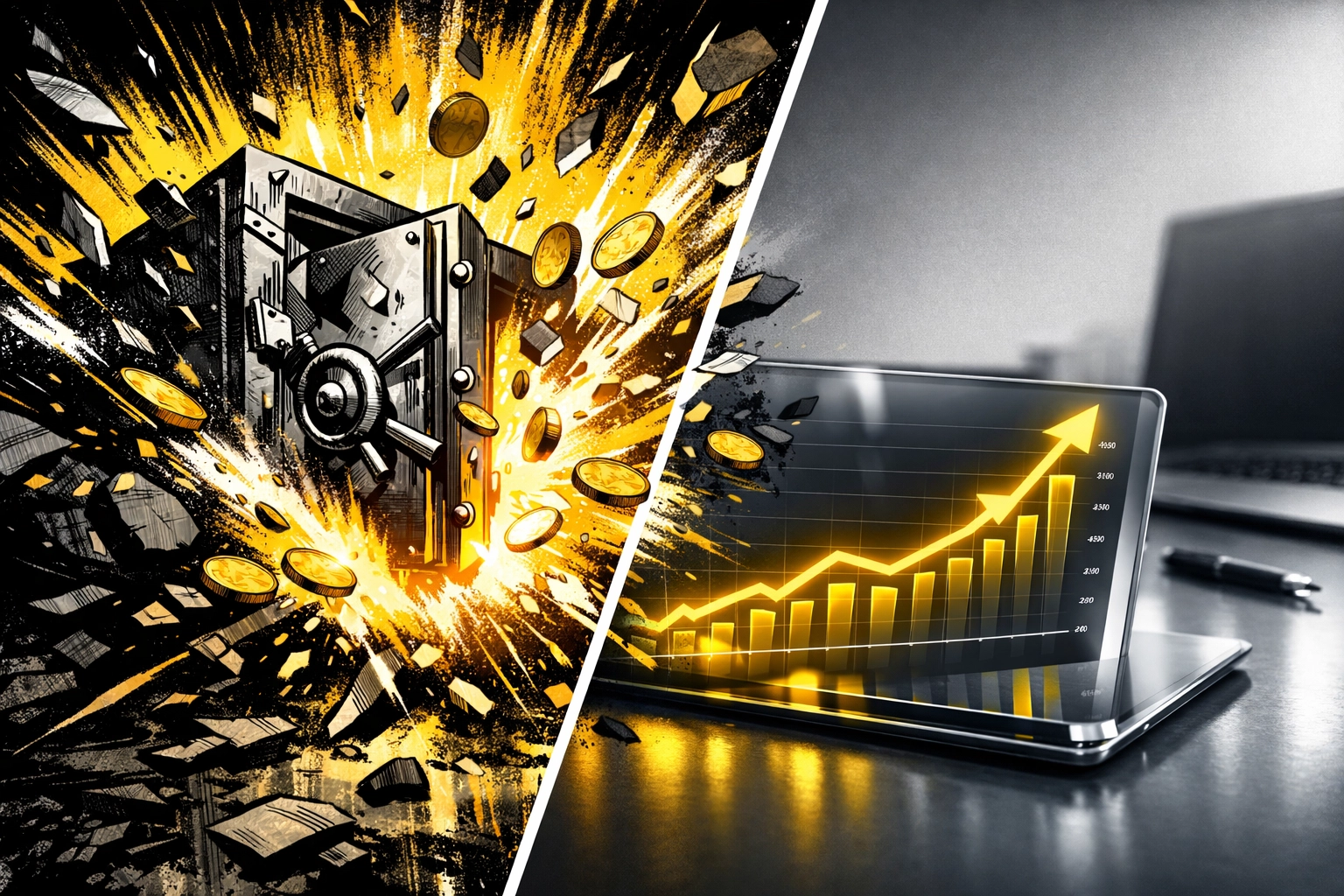 Amazon advertising agency dashboard showing sales growth next to a chaotic budget explosion graphic